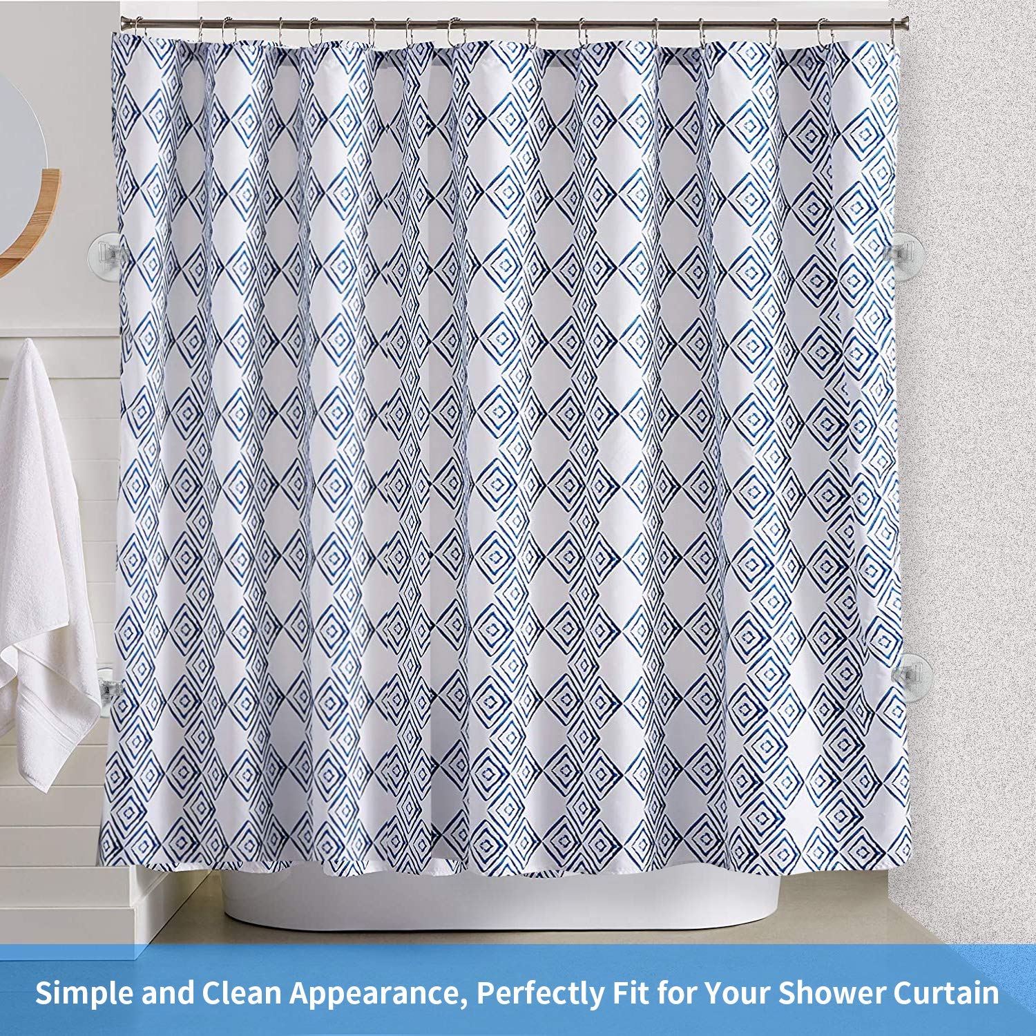 4 Pack Shower Curtain Clips, Shower Windproof Splash Guard - Self Adhesive Shower Curtain Weight Clip (Clear)