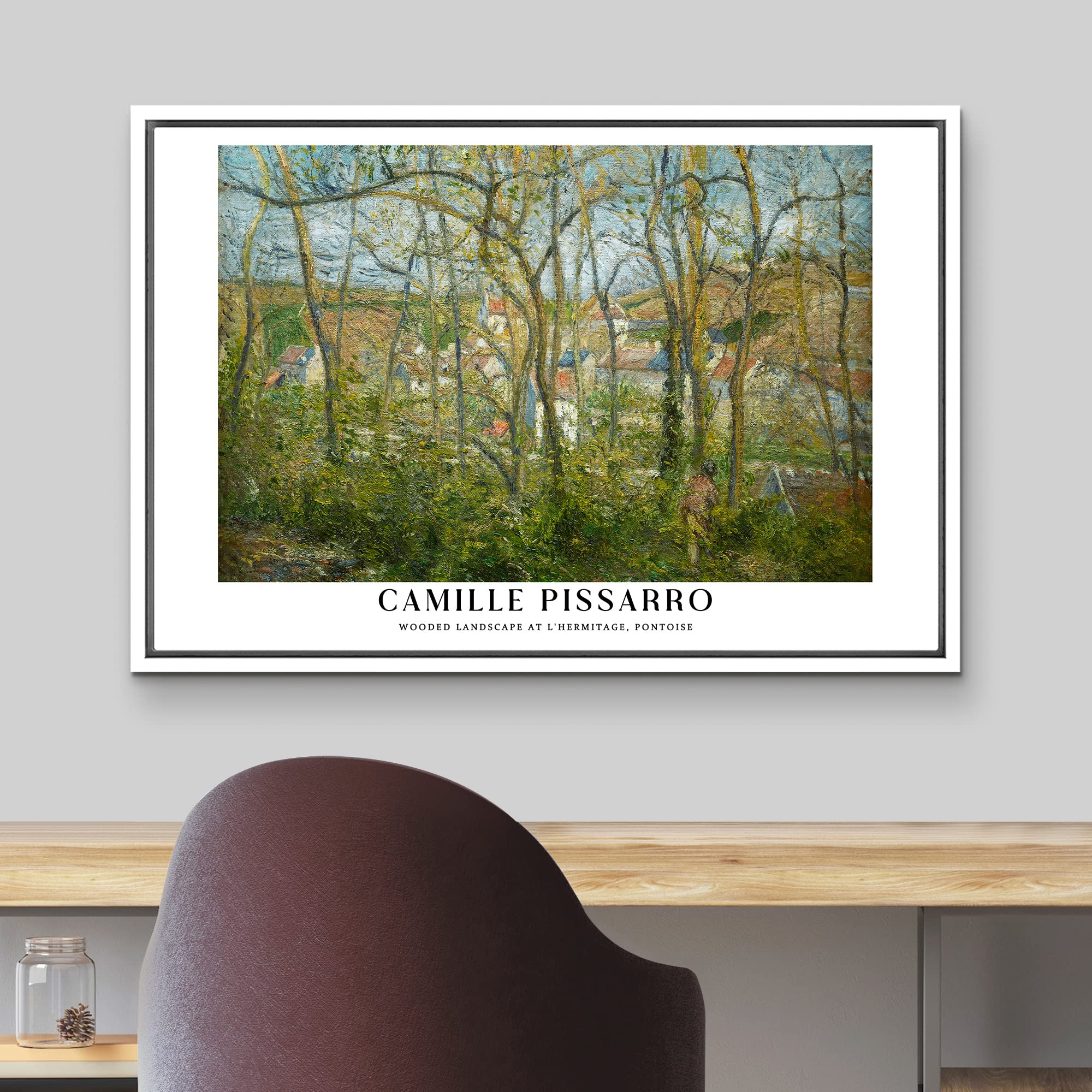 Wall26 Framed Canvas Print Wall Art Wooded Landscape At Pontoise By Pissarro Historic Classical Illustrations Fine Art Decorativ