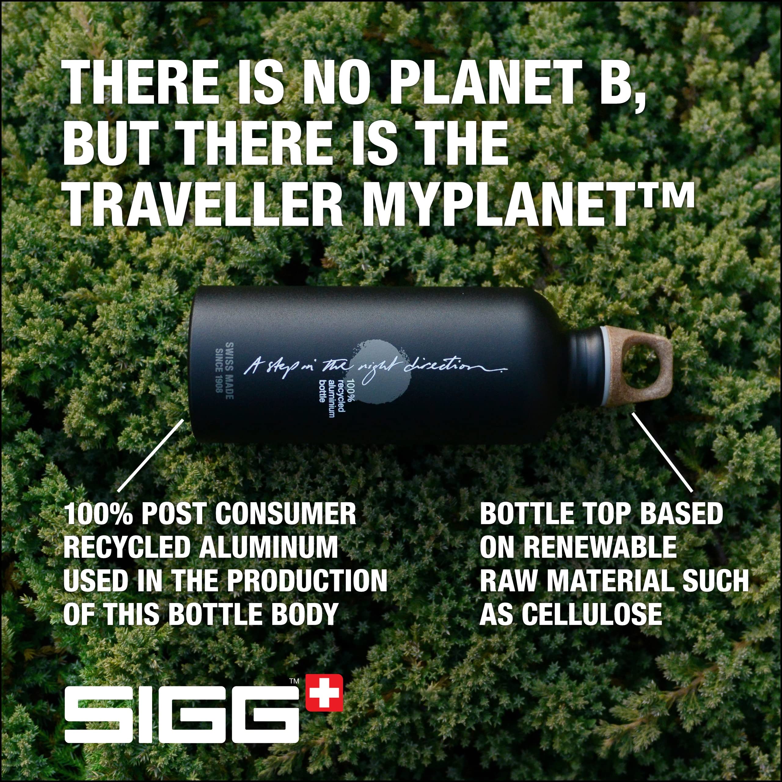 Sigg - Aluminum Water Bottle - Traveller Myplanet Direction Plain - Climate Neutral Certified - Suitable For Carbonated Beverage