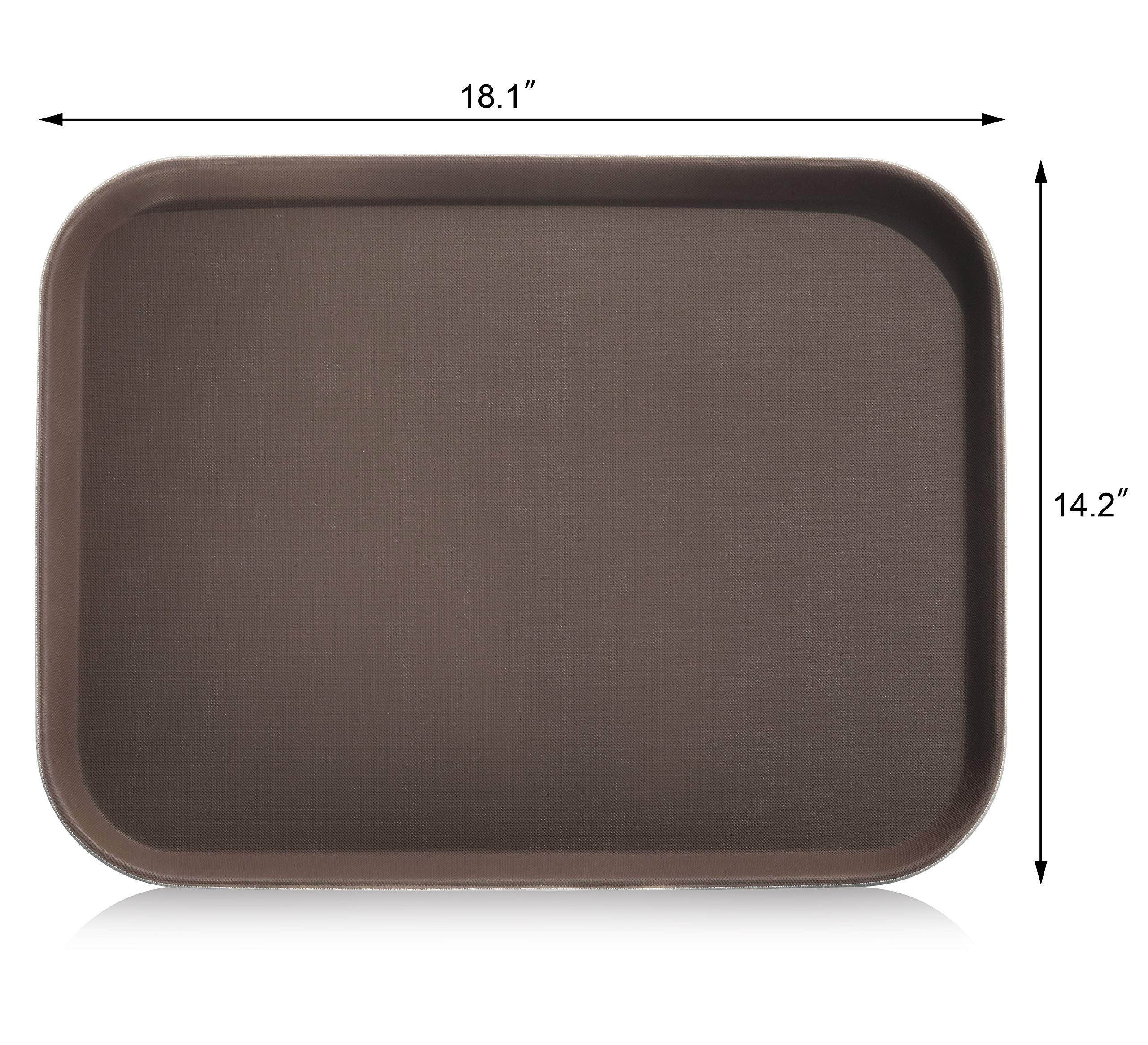 New Star Foodservice 25125 Restaurant Grade Non-Slip Tray, Plastic, Rubber Lined, Rectangular, 14-Inch X 18-Inch, Brown