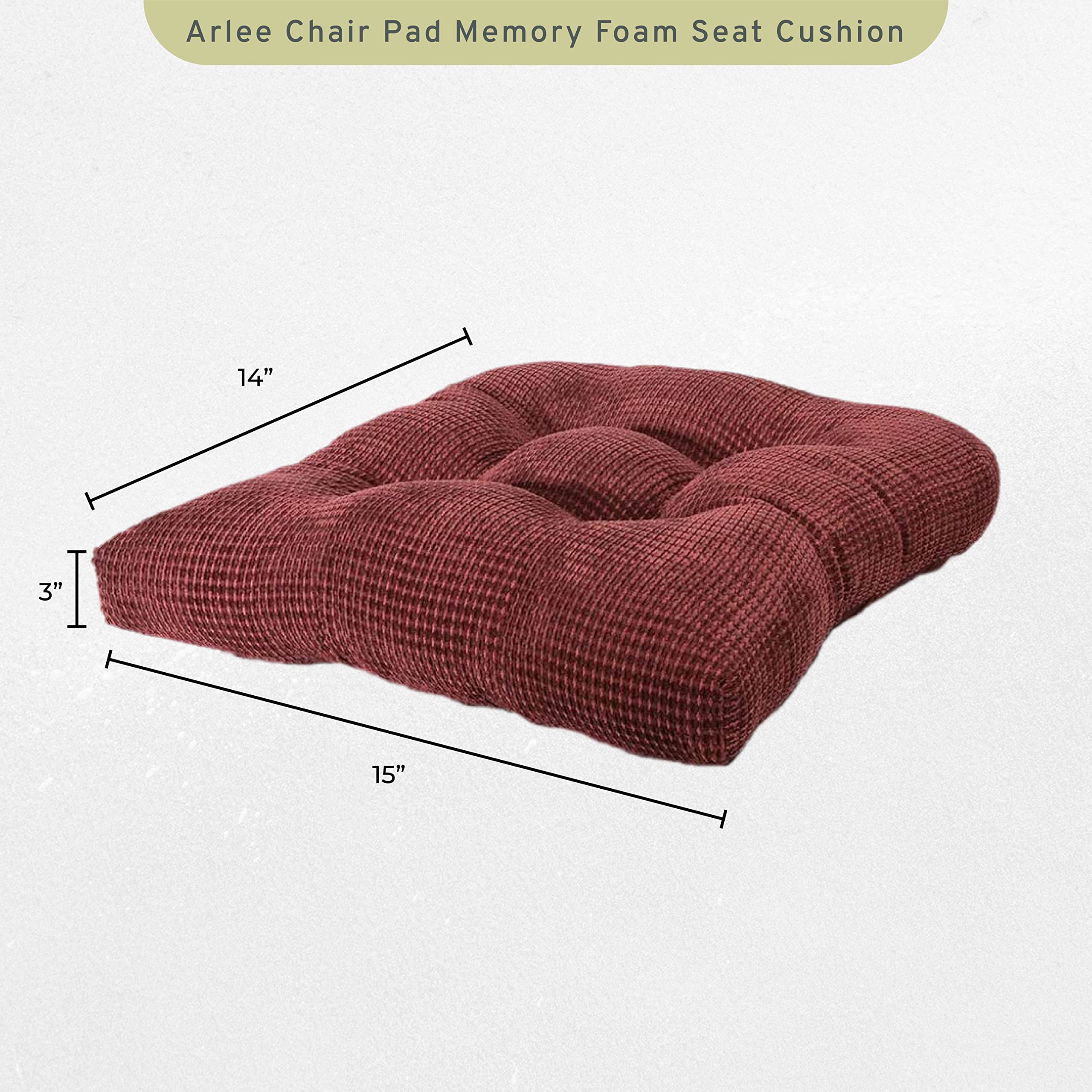 Arlee Non-Skid Chair Pads, 2 Count (Pack Of 1), Burgundy Red