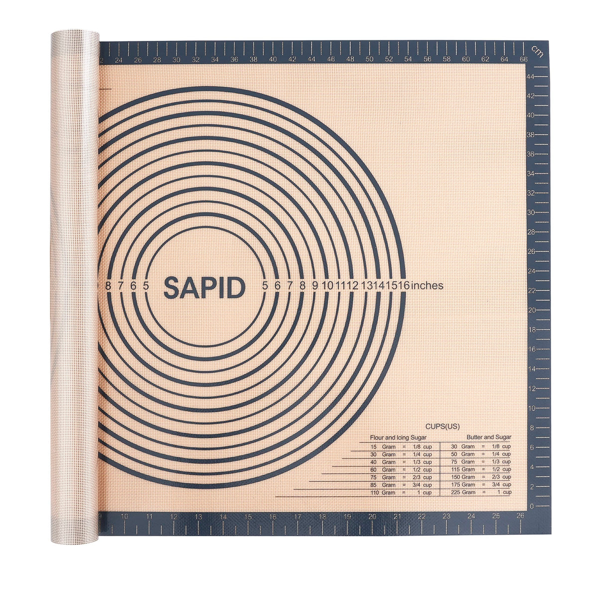 Sapid Extra Thick Silicone Pastry Mat Non-Slip With Measurements For Non-Stick Silicone Baking Mat Extra Large, Dough Rolling, P