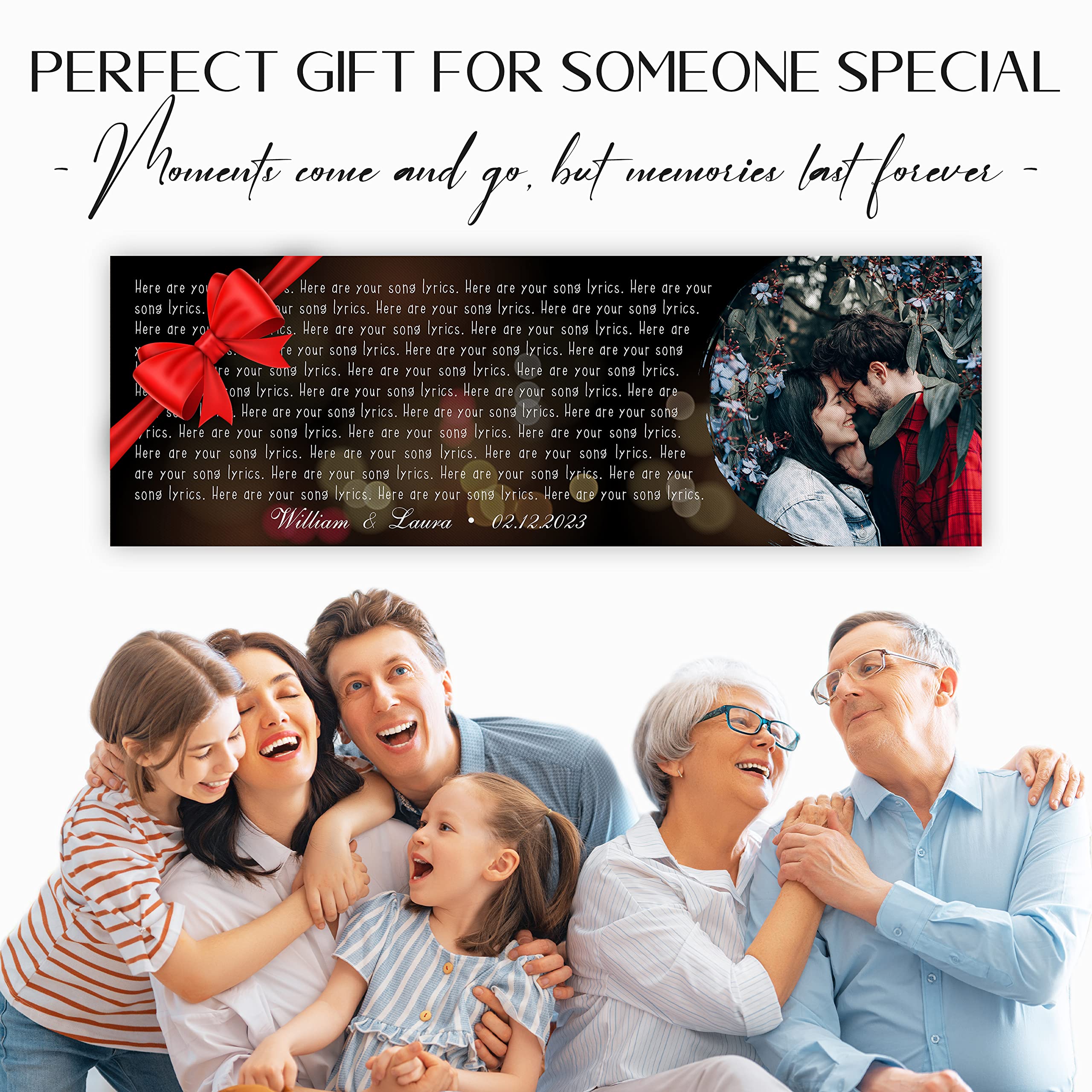 Santanna Personalized Anniversary Lyrics Song Prints For African Couple, Customized Love Photo Music Heart Shapes Poster Wall Ar