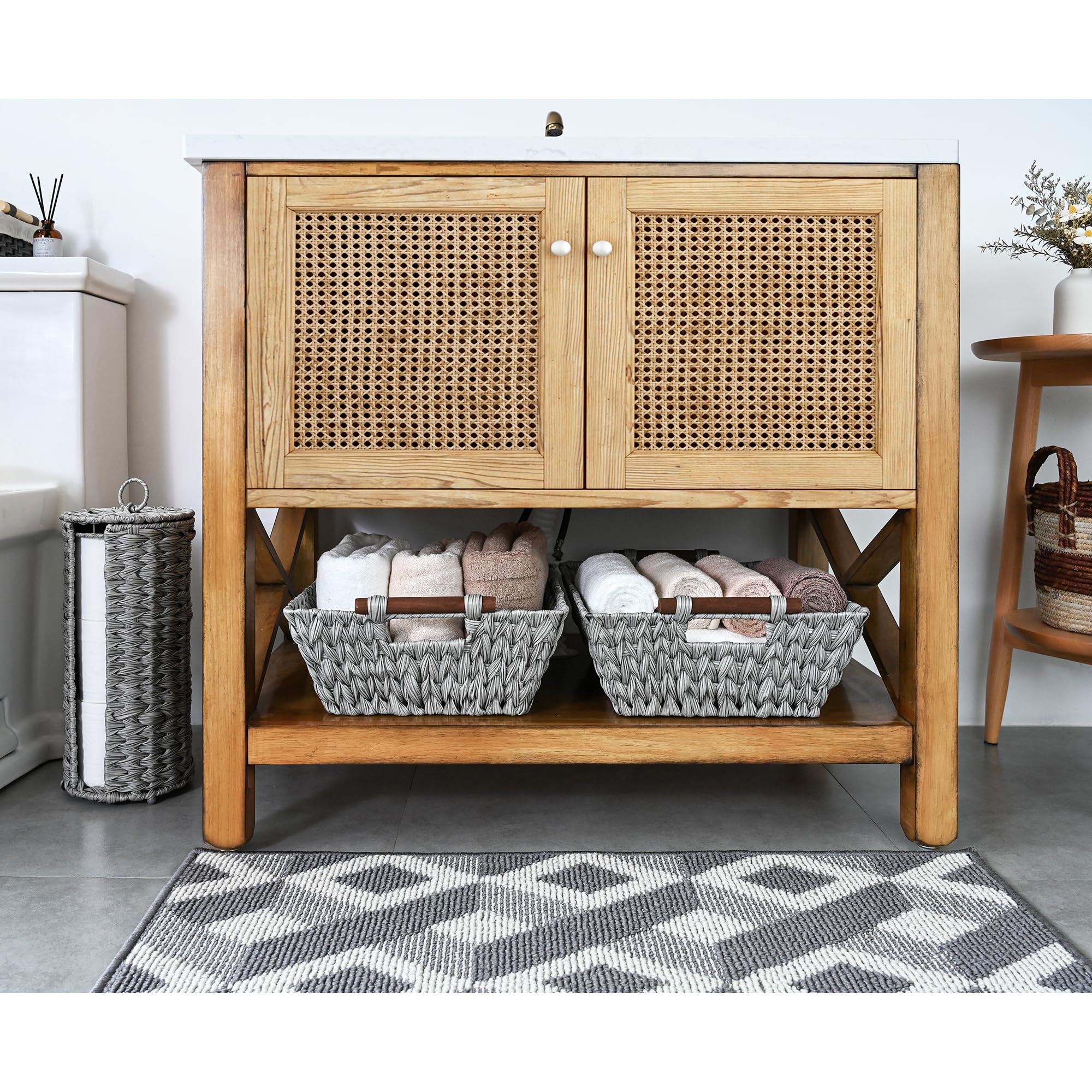 Granny Says 2-Pack Wicker Storage Baskets, Wicker Baskets For Organizing, Trapezoid Woven Basket With Handles,Wicker Storage Bas