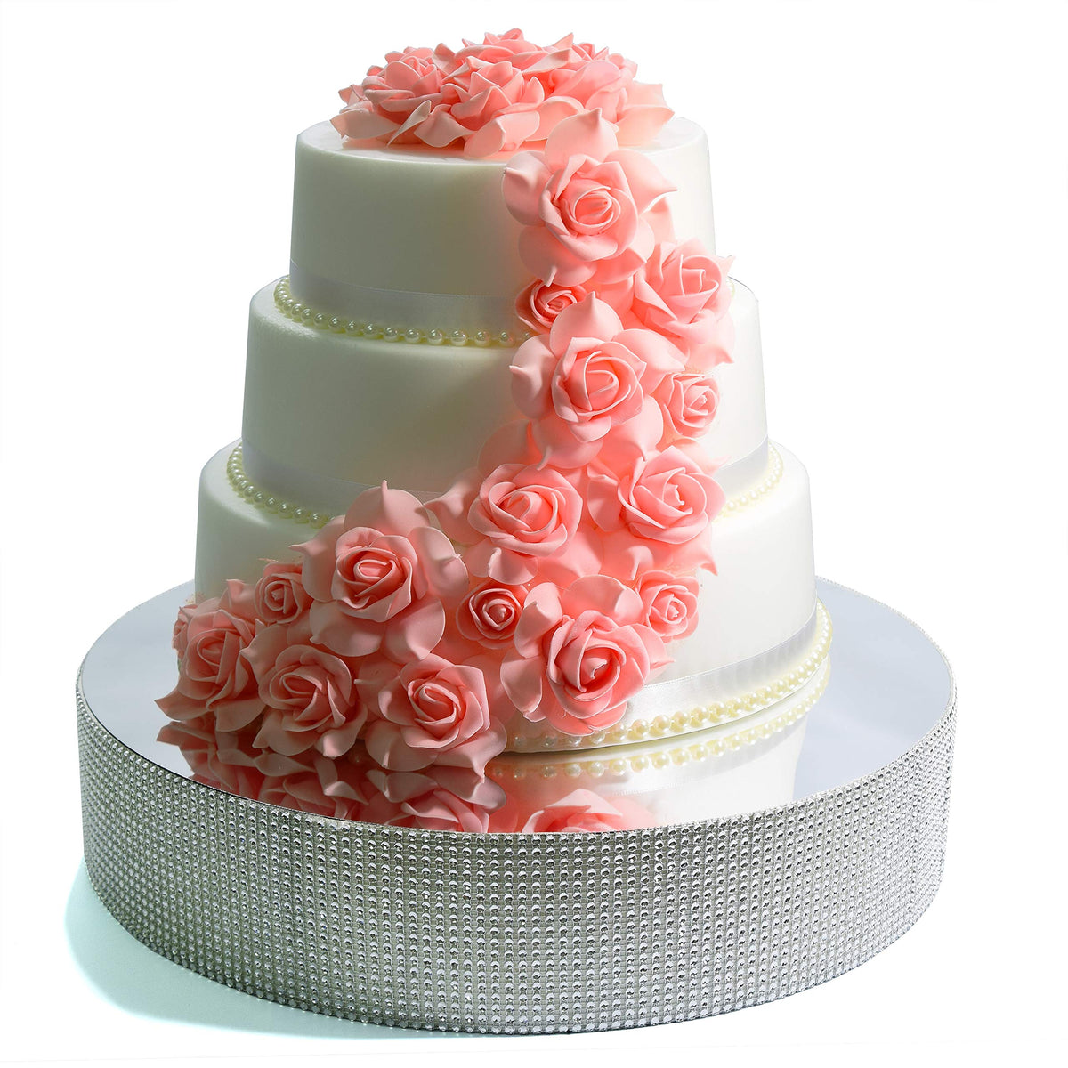 Cakebon Wedding Cake Stand (Silver - 12 Inches - Round) - Gorgeous Cake Display Centrepiece For Wedding Cakes, Cupcakes And Dess