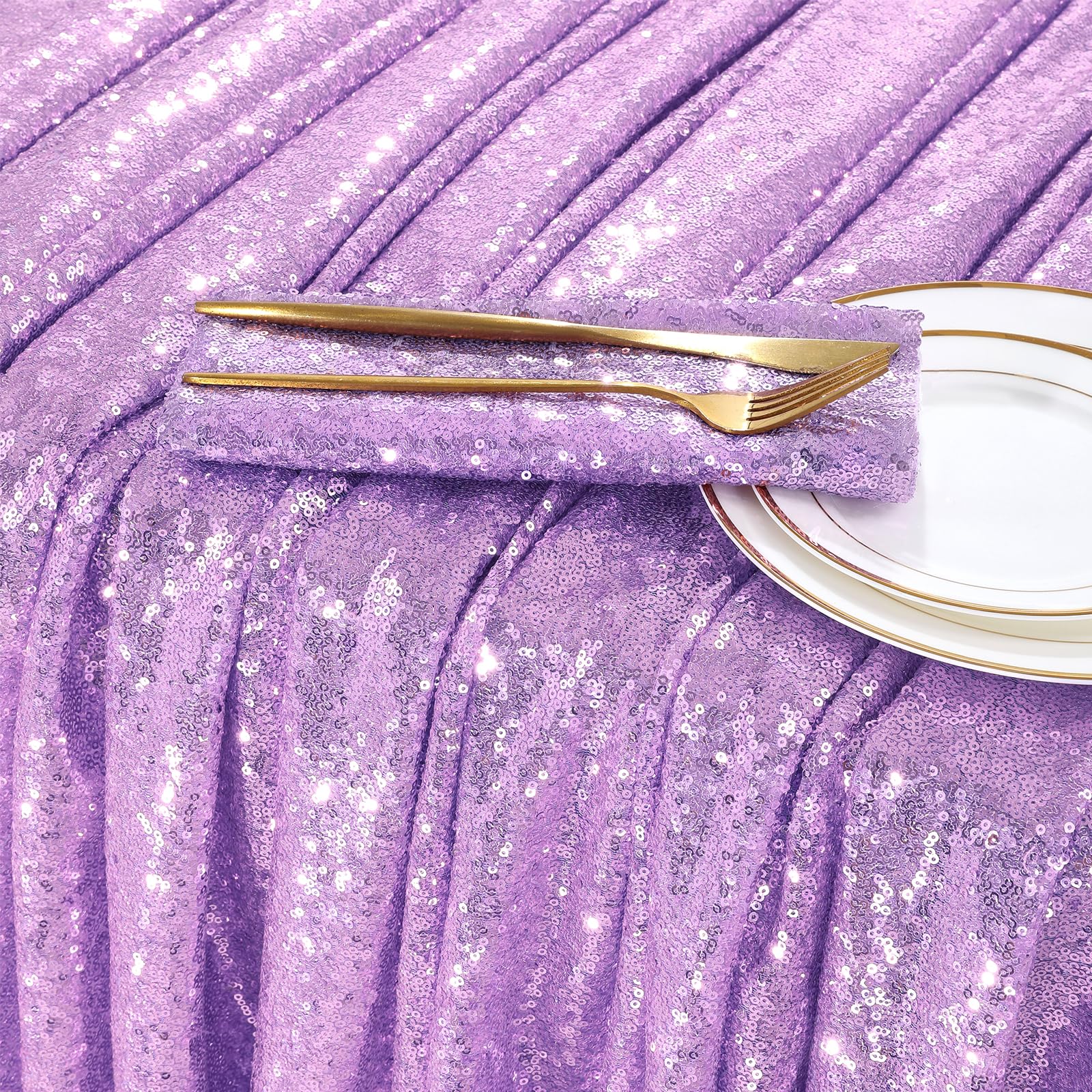 Queendream Lilac Sequin Tablecloth 60X102 Mermaid Tablecloth Lavender Glitter Tablecloth For Wedding Birthday Baby Shower Me