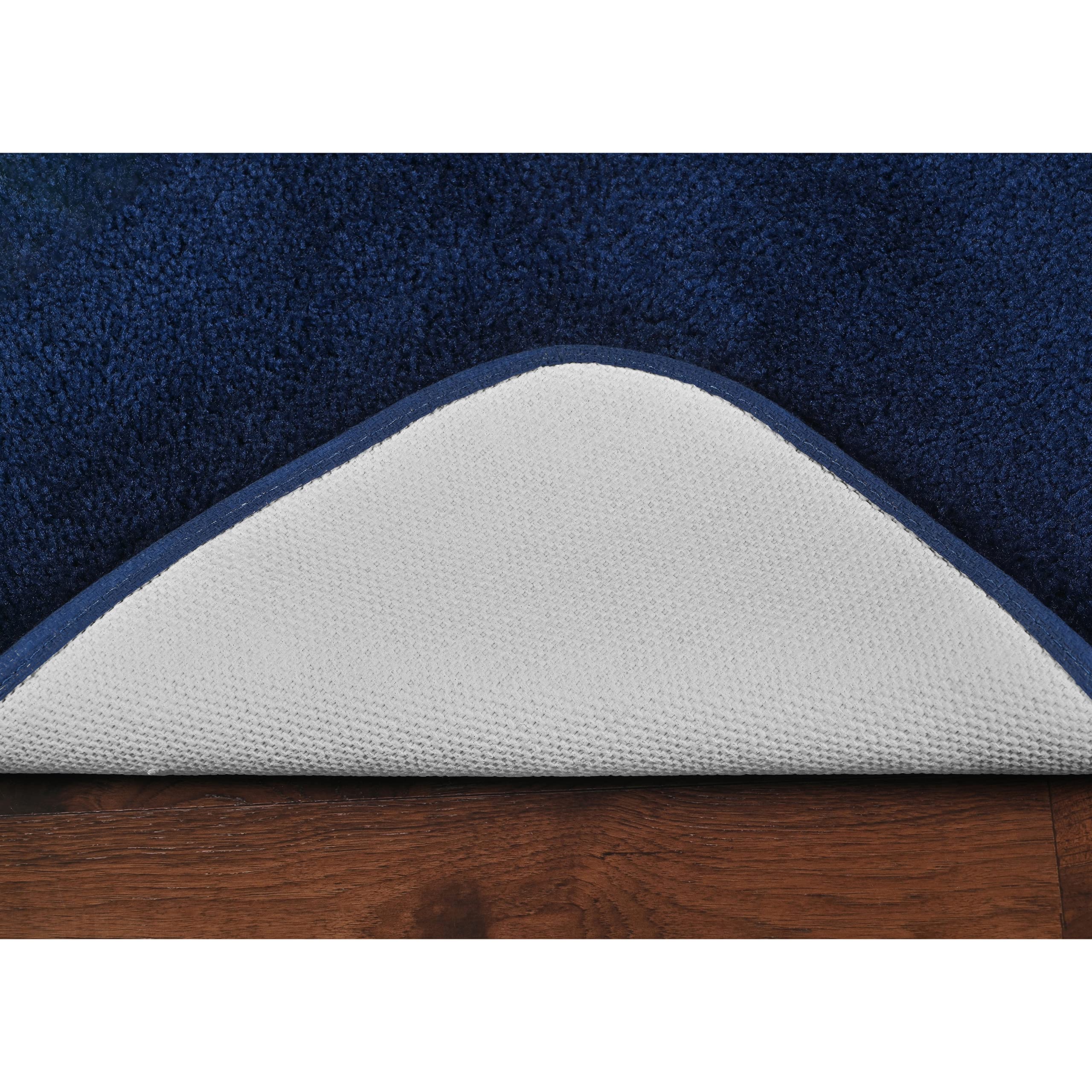 Garland Rug Traditional Nylon Washable Navy 3 Bath Rugs (17 X 24, 21 X 34, 21 X 34) - Soft, Absorbent, And Stylish F