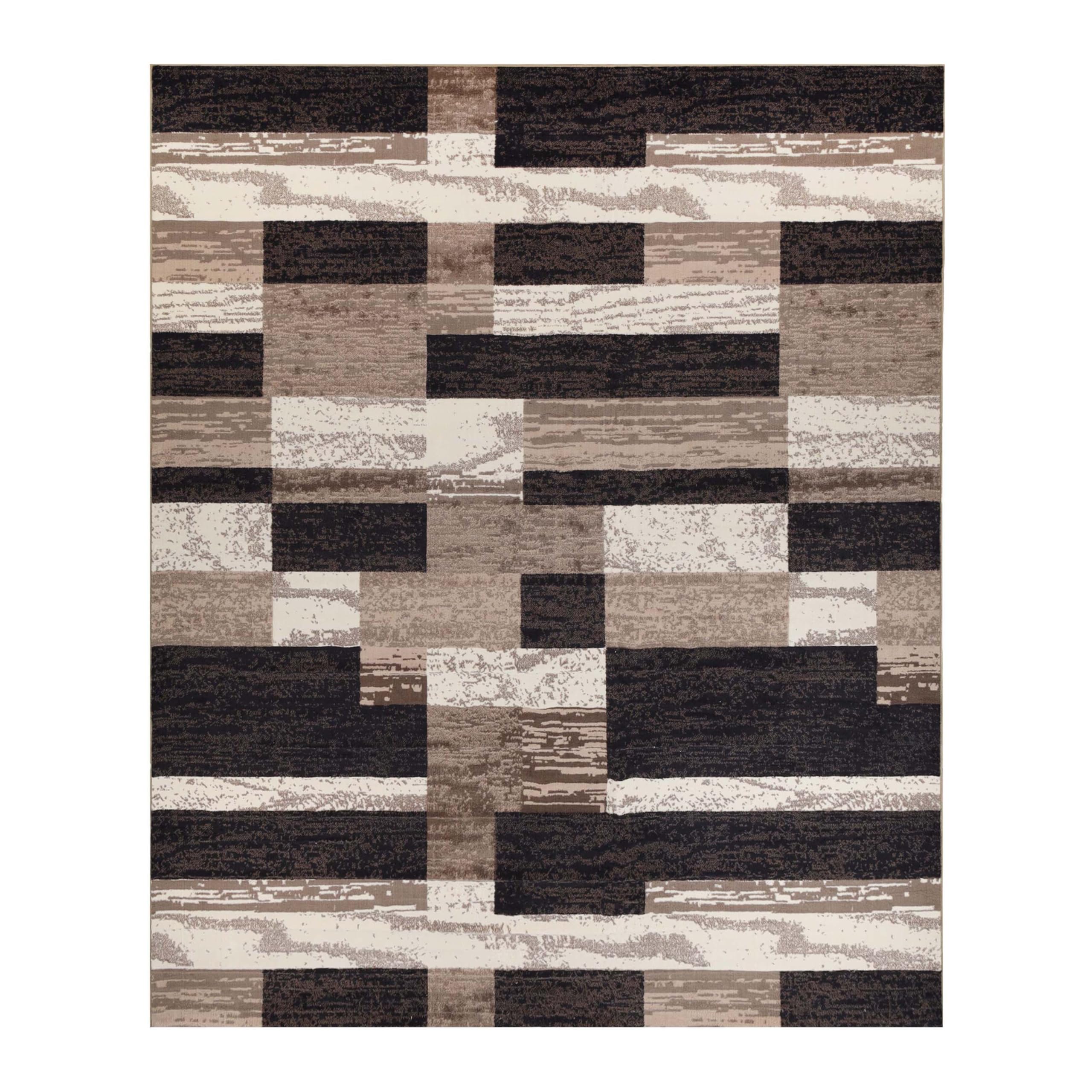SUPERIOR Indoor Area Rug, Foam Backed, Modern Geometric Patchwork Floor Decor for Bedroom, Office, Living Room, Entryway, Hardwo