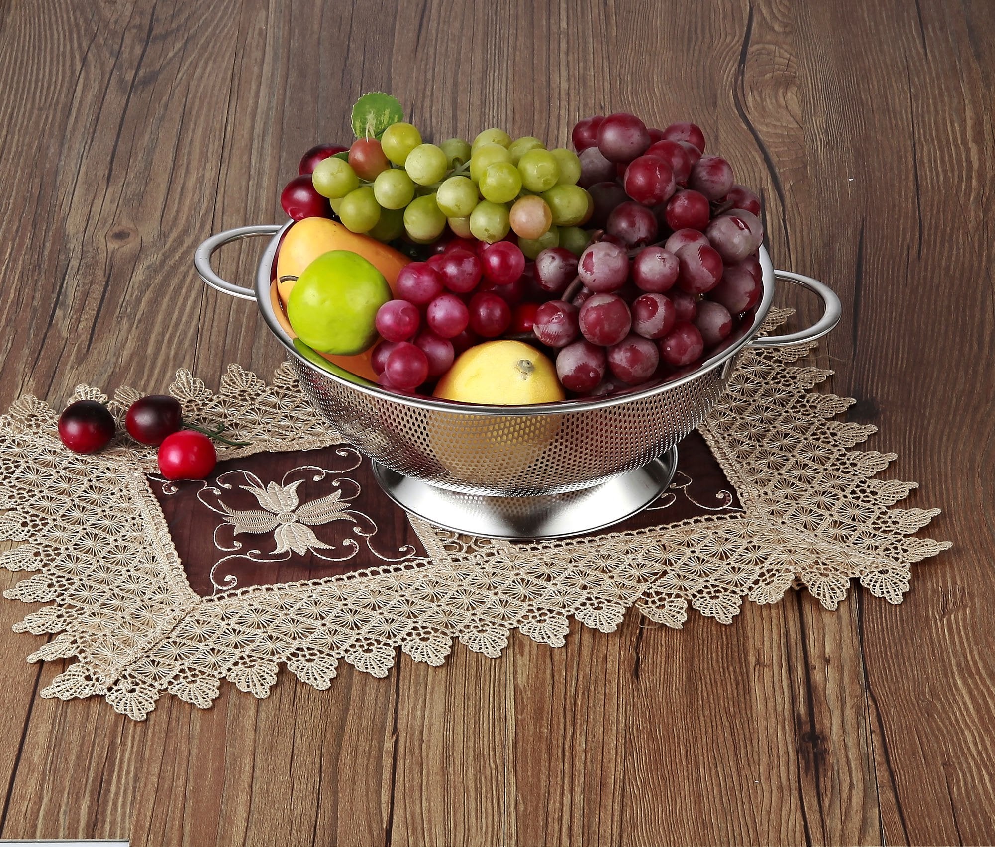 Cook N Home 2-Piece Micro-Perforated Stainless Steel Colander Set, 3 And 5 Quart