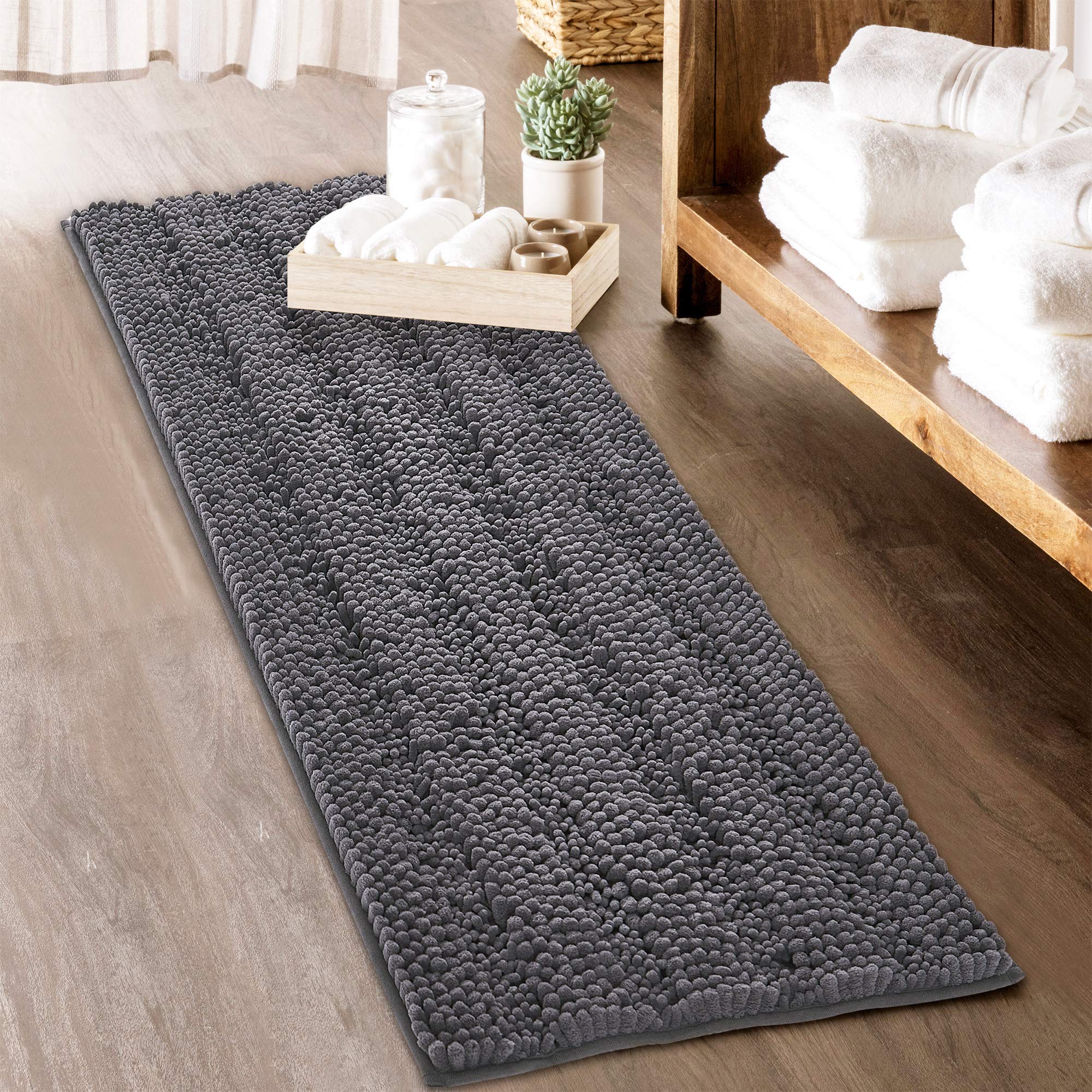 Grey Bath Rugs - Soft Large Bathroom Rugs Farmhouse Floor Cover Water Absorbent Bath Mat Shower Carpet For Toilet Door Way Kitch