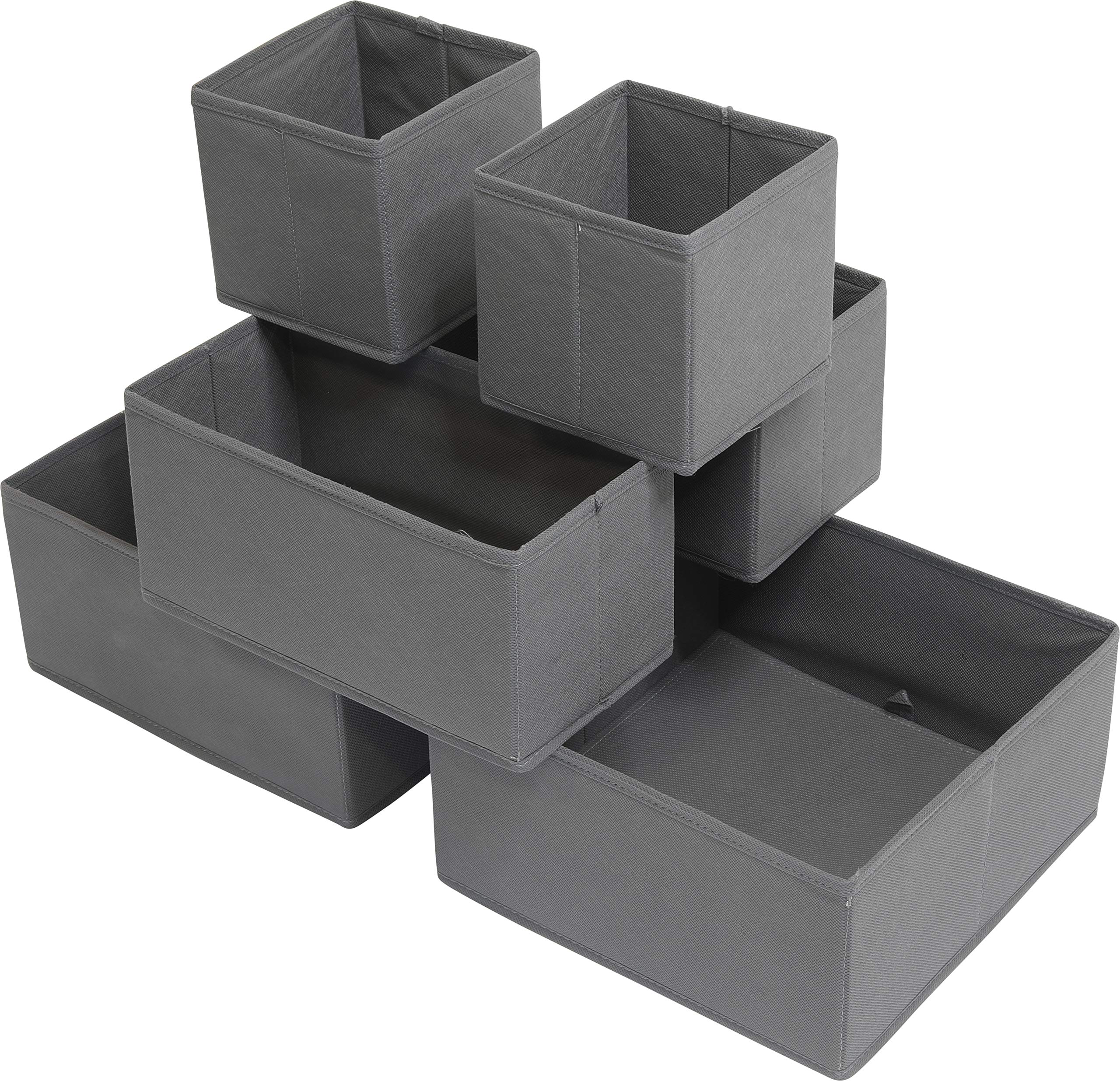 Simple Houseware Foldable Cloth Storage Box Closet Dresser Drawer Divider Organizer Basket Bins for Underwear Bras, Dark Grey (S