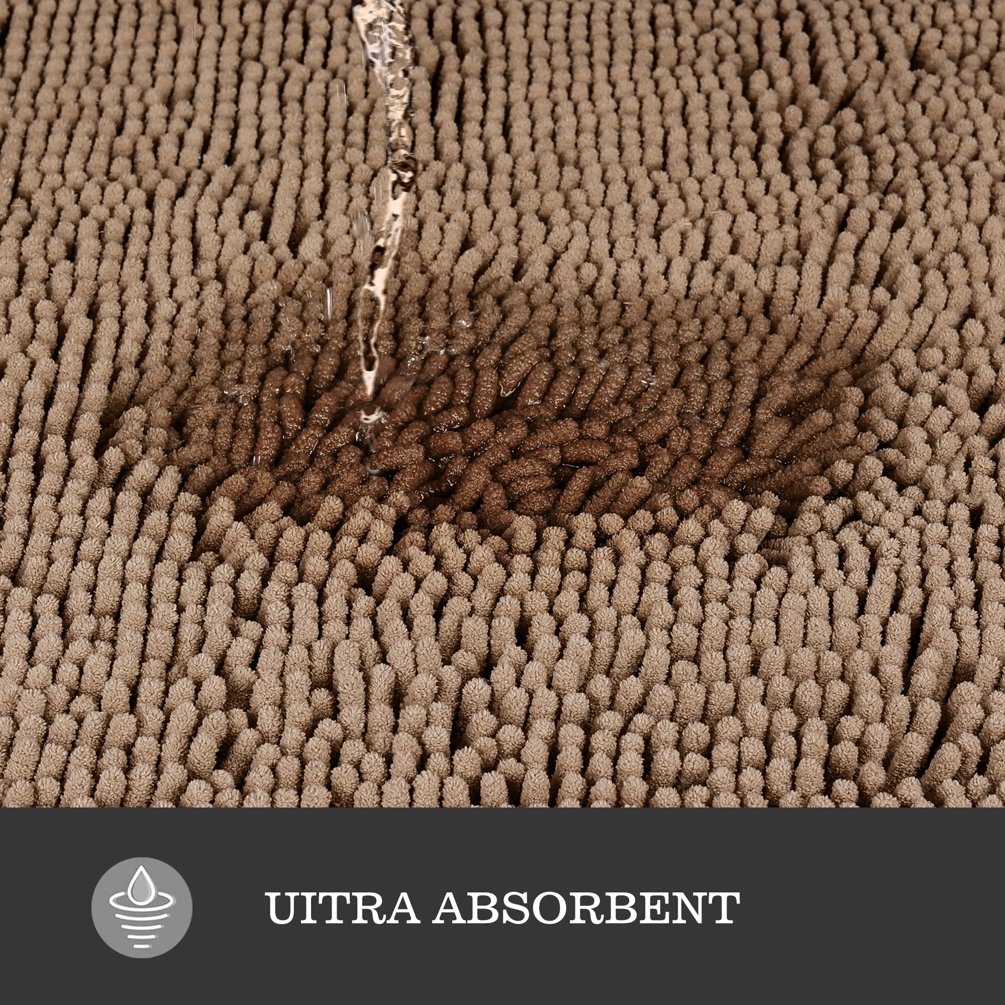 Yeaban Taupe Bathroom Rugs - Thick Chenille Bath Mats | Absorbent And Washable Bath Rug Non-Slip, Plush And Soft Rugs For Bathro