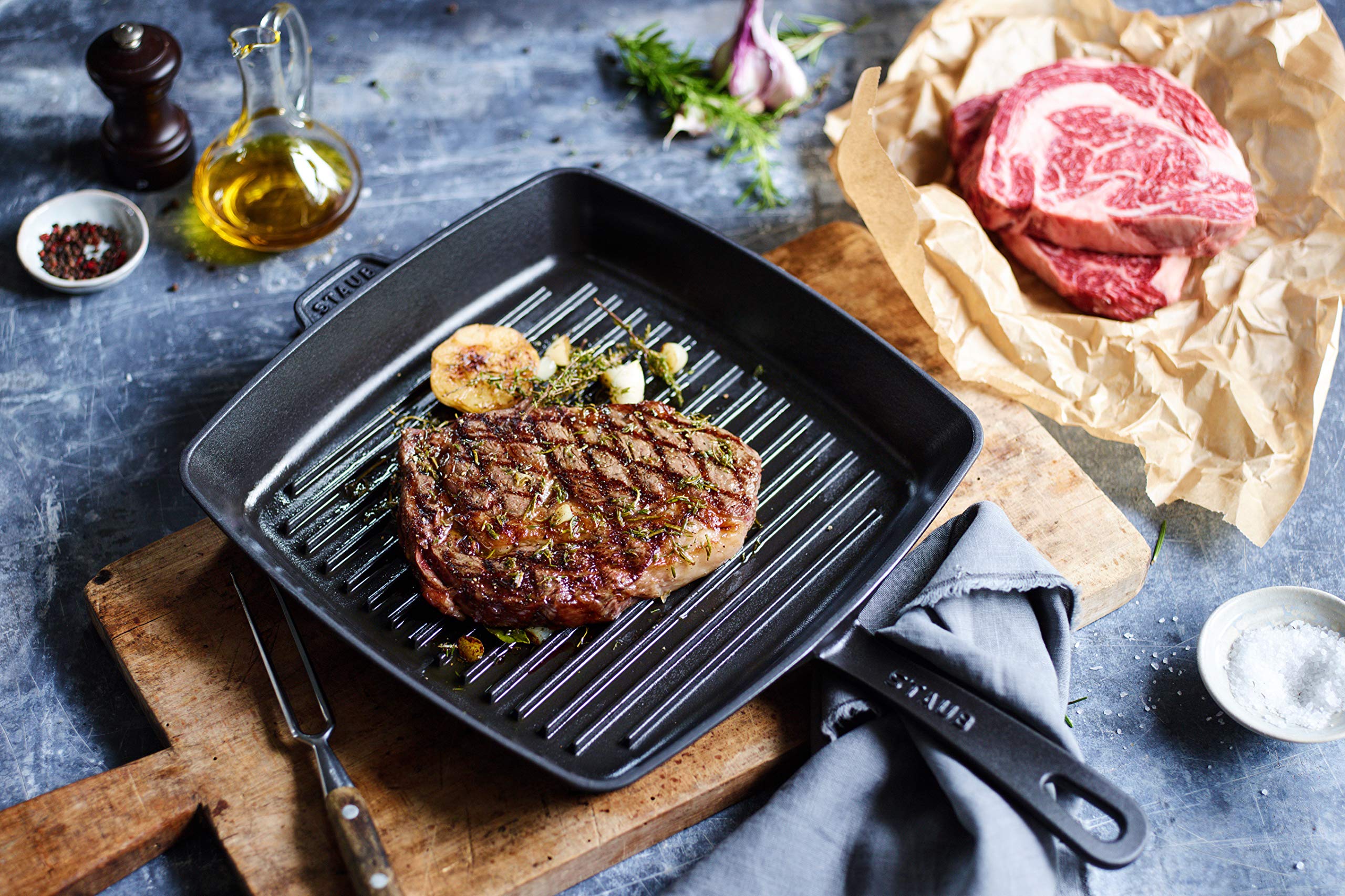 Staub American Grill Pan Cast Iron Suitable For Induction Cookers 26 Cm Black