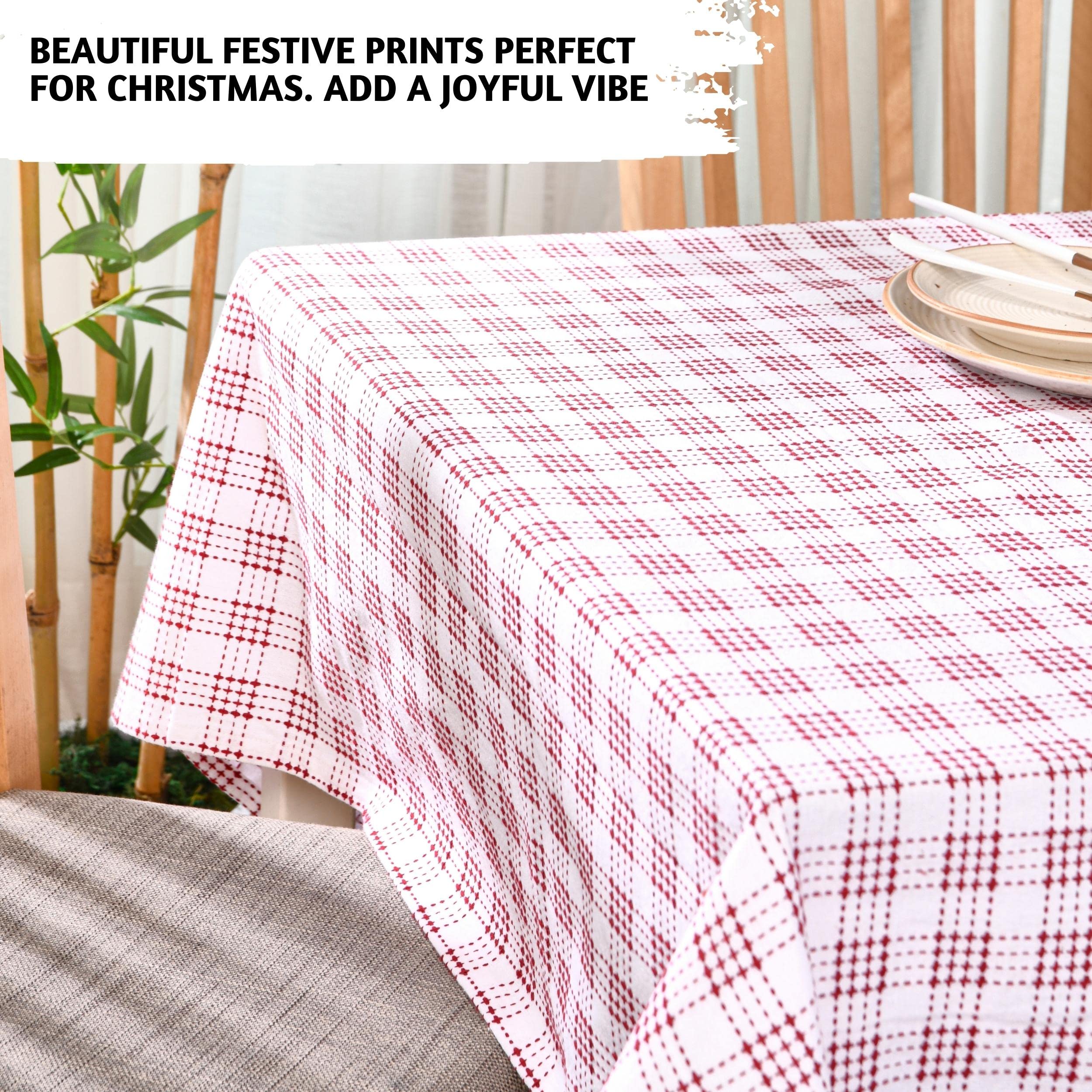 Folkulture White Table Cloth Or Rectangular Table Cloth For Gifting, 60 X 102 Inch, 100% Cotton Boho Tablecloth Or Rustic Tablec