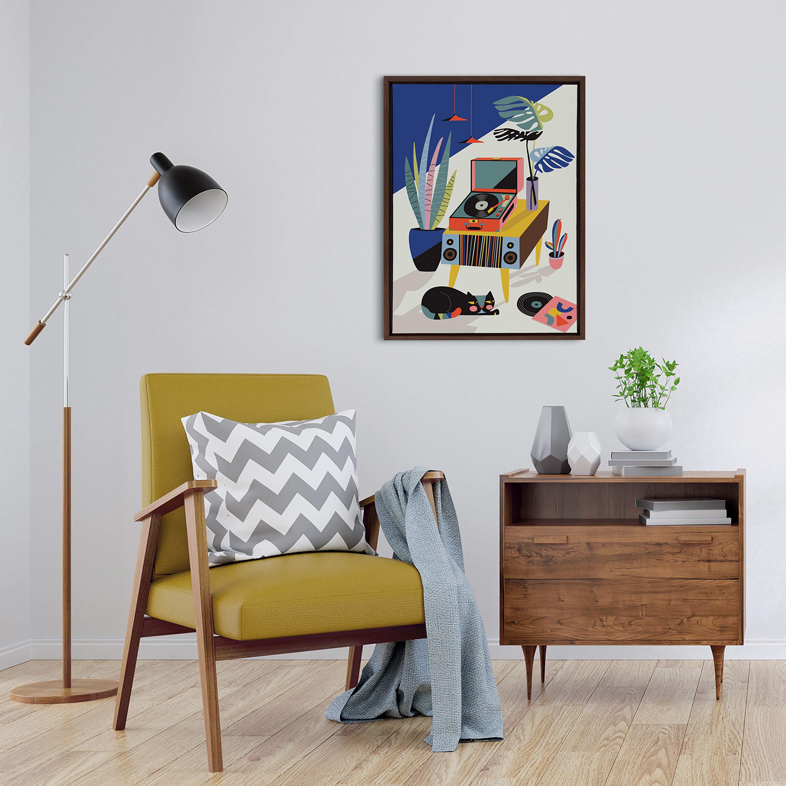 Kate And Laurel Sylvie Chill Out Saturday Framed Canvas Wall Art By Rachel Lee Of My Dream Wall, 18X24 Brown, Chic Modern Art Fo
