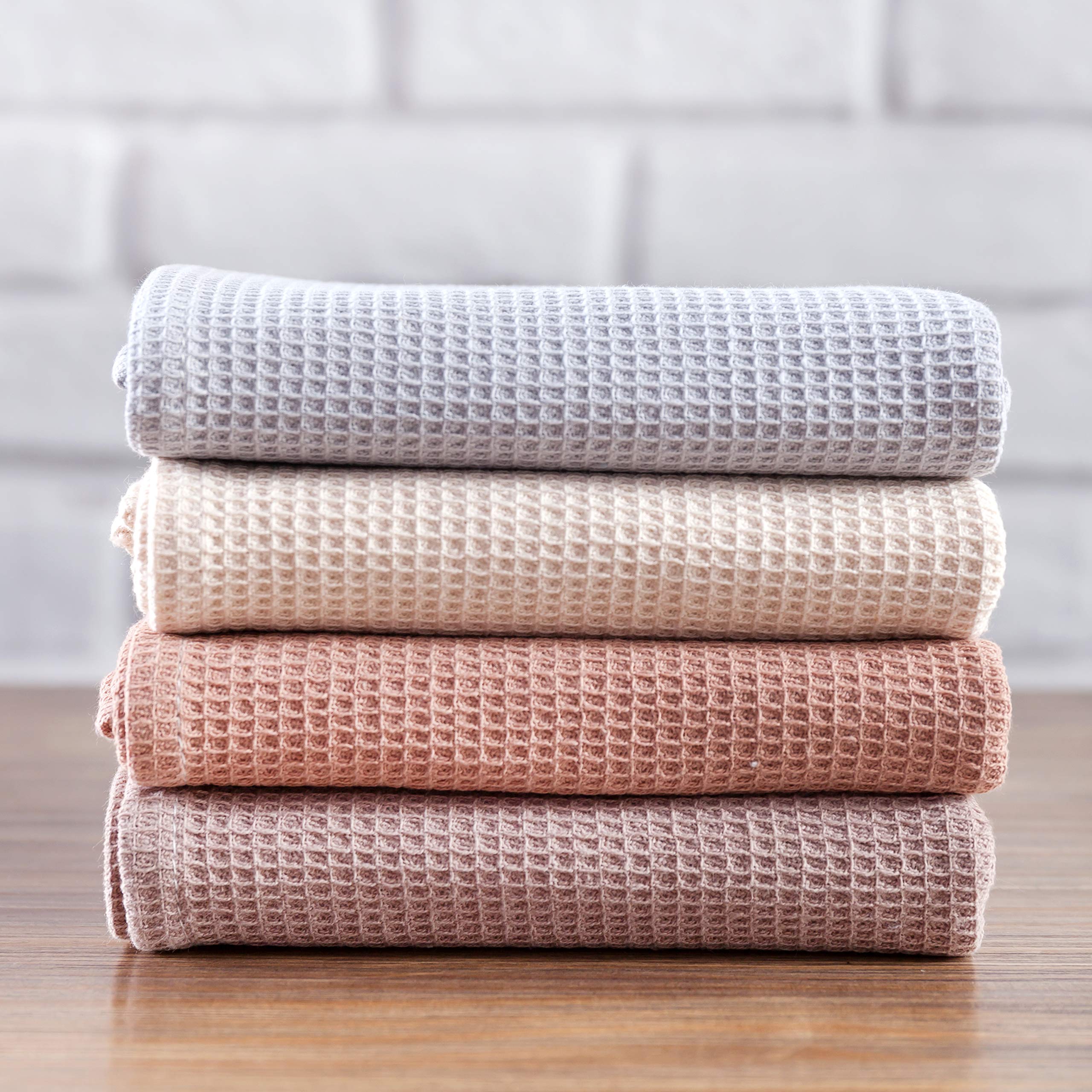 Py Home & Sports Dish Towel Set, 100% Cotton Waffle Weave Kitchen Towels 4 Pieces, Super Absorbent (17 X 25 Inches, Set Of 4)