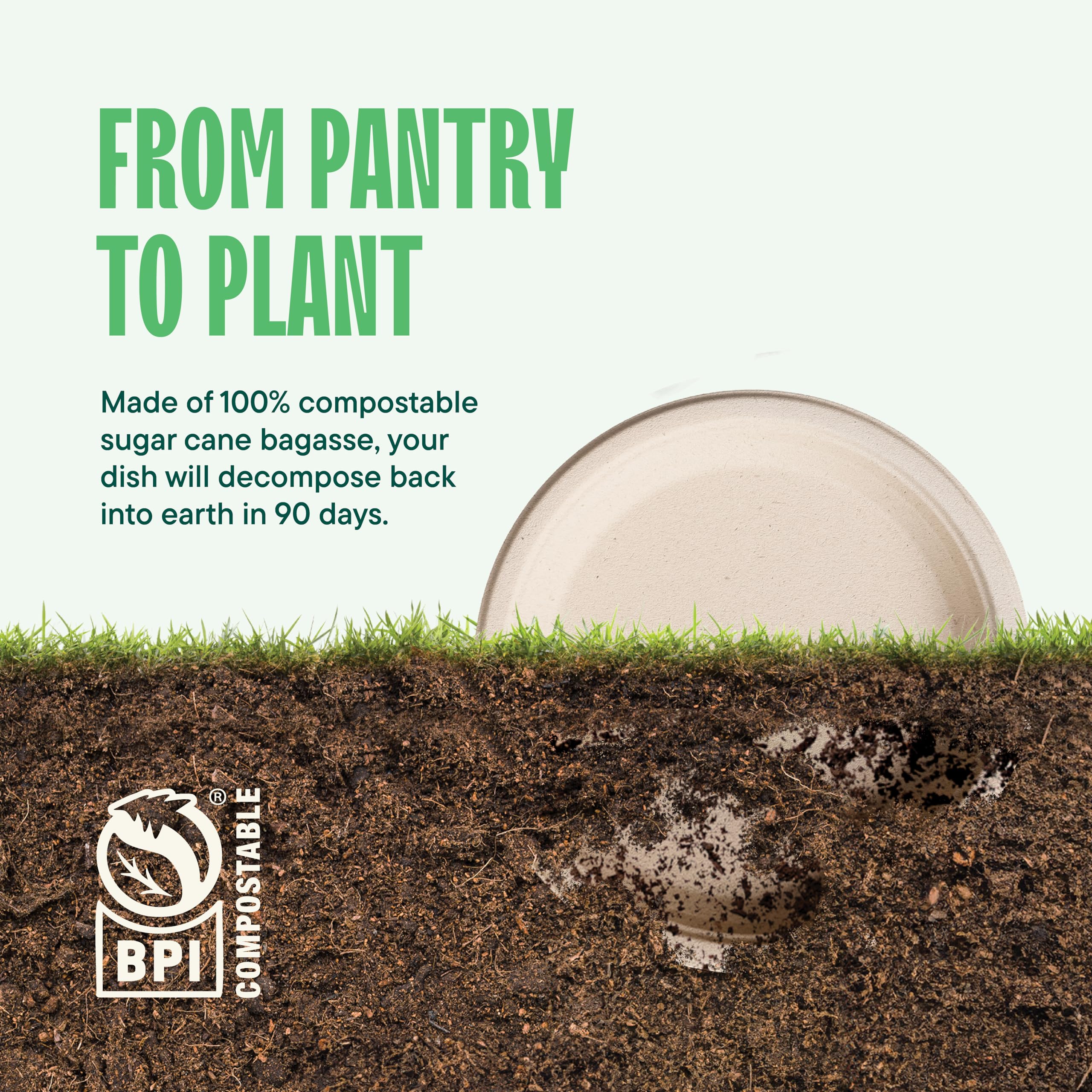 100% Compostable Paper Plates, Heavy Duty Disposable Plates [125-Pack] 9 Inch Plates - Eco-Friendly, Biodegradable Sugarcane Bag