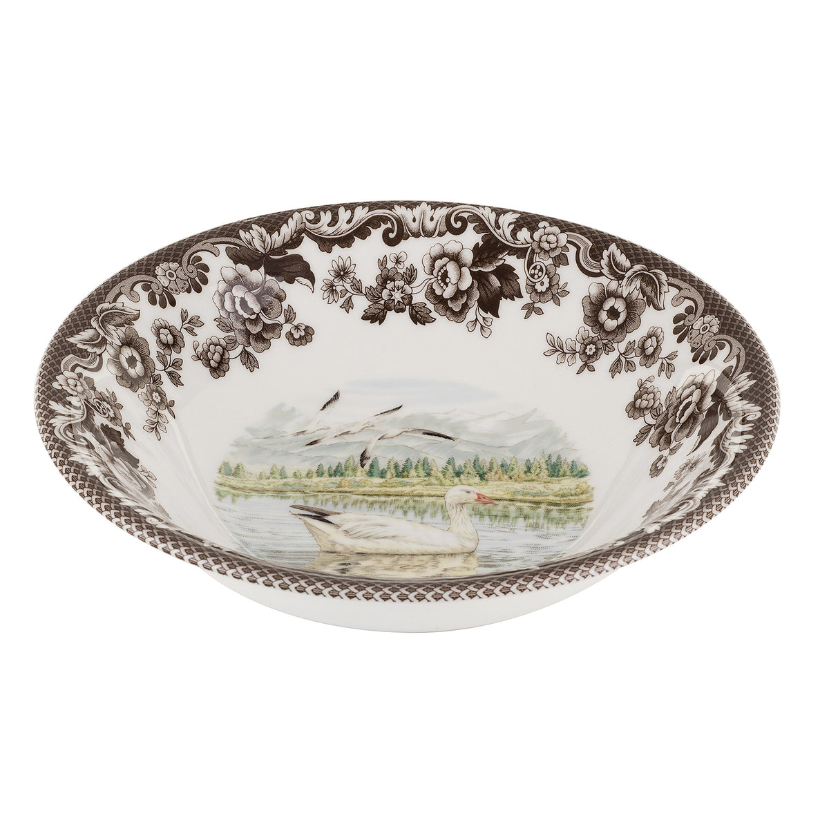 Spode Woodland Ascot Cereal Bowl, Snow Goose, 8    | Perfect For Oatmeal, Salads, And Desserts | Made In England From Fine Earth