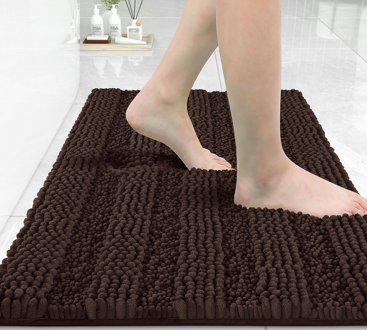 Yimobra Bathroom Rug Mat 32 X 20, Non Slip And Super Absorbent Bath Mat,Machine Washable Quick Dry,Ultra Plush Chenille Shower R
