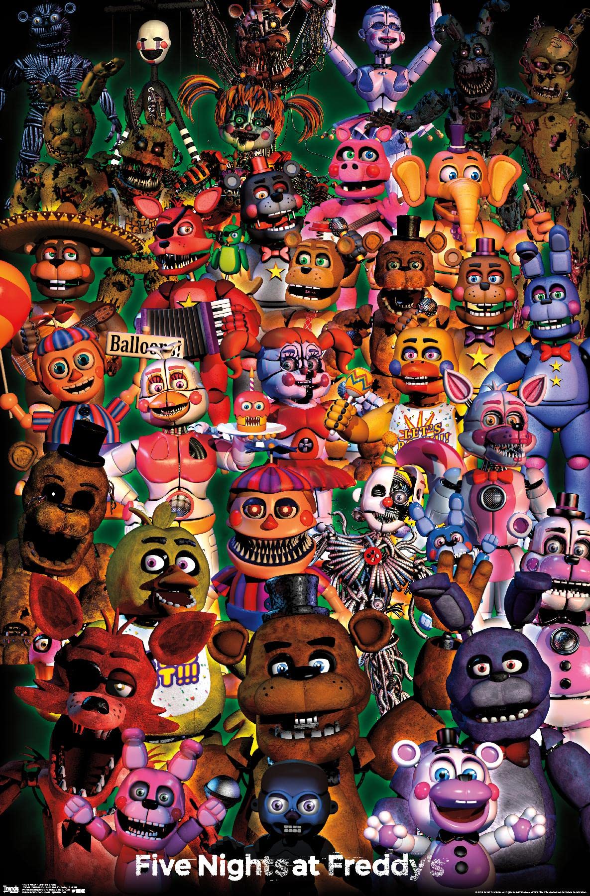 Trends International Five Nights At Freddy'S - Ultimate Group Wall Poster, 22.375'' X 34'', Premium Unframed Version