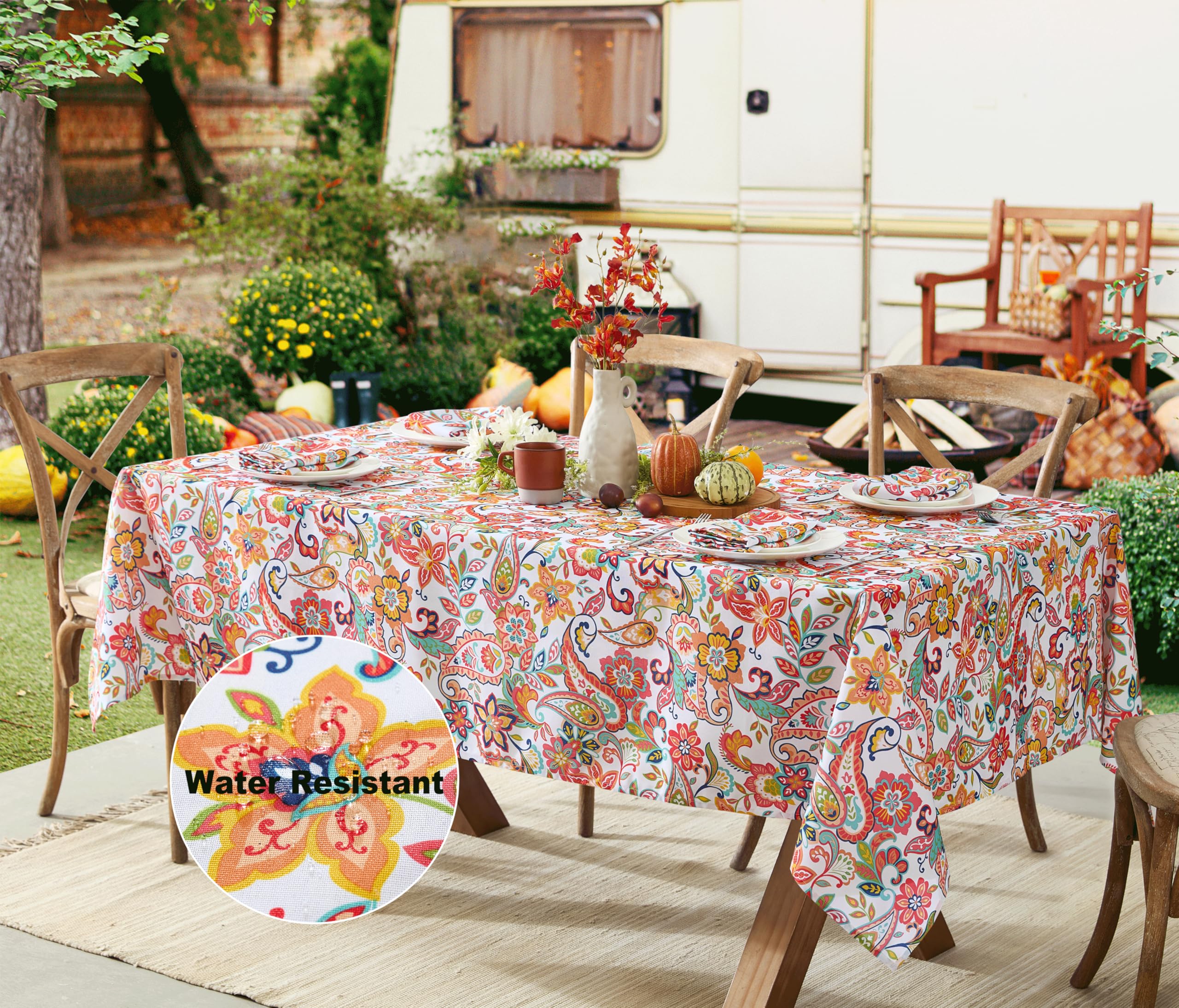 Newbridge Square Fabric Napkins, Bohemian Coral Paisley, Set Of 8 Napkins, Stain And Water Resistant Heavy Weight Summer Napkins