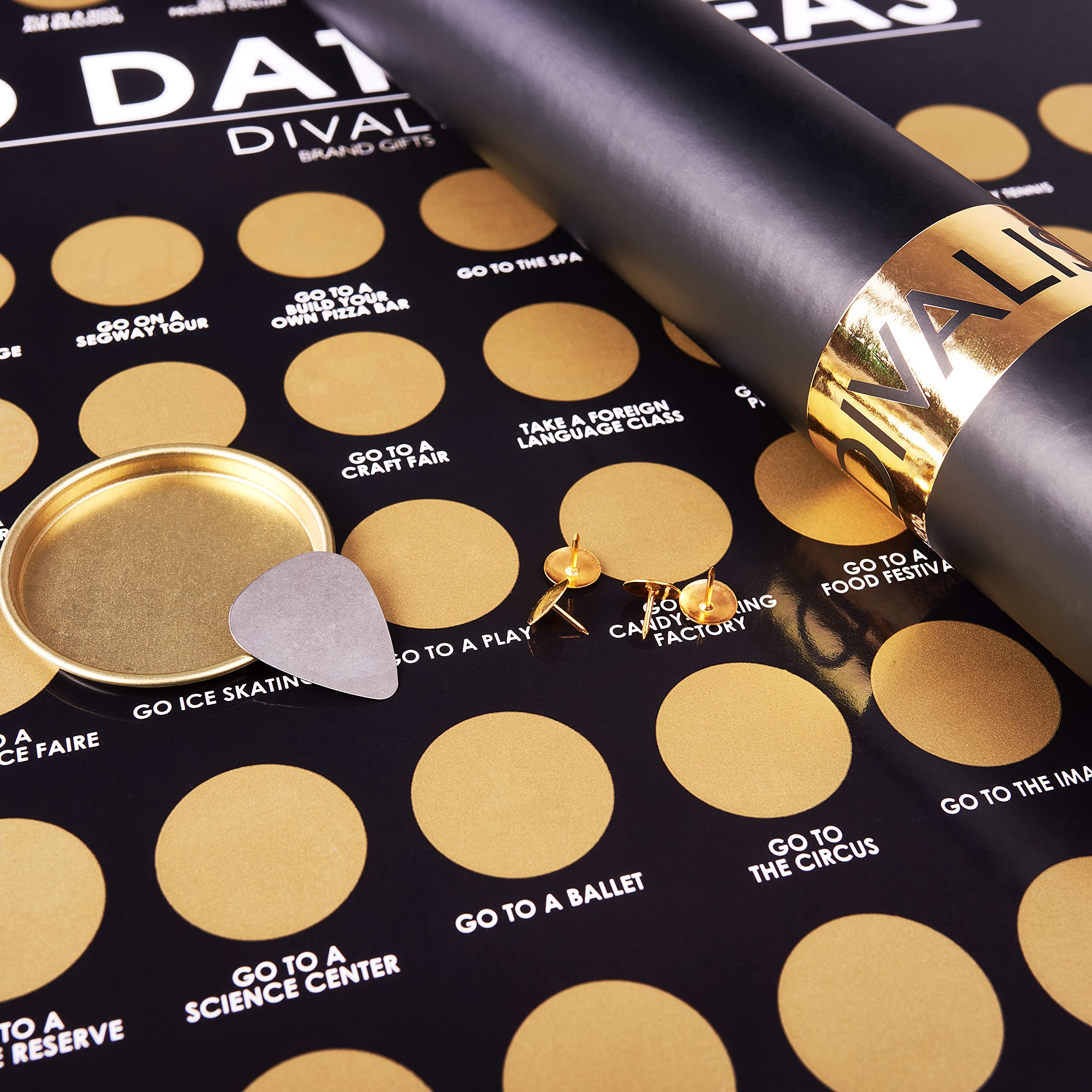 100 Dates Scratch Off Bucket List Poster - Large Scratching Poster For Adventure Couple - Things To Do Bucket List For Couple -