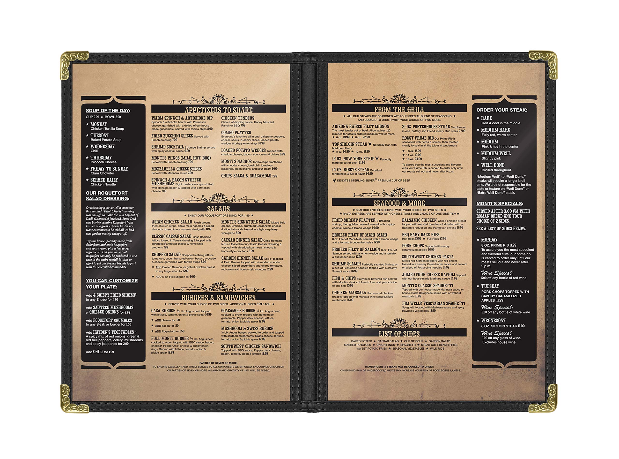 Goodsmart Cafe Style Menu Cover, Double Stitched Edge, Crystal Clear Vinyl, 25 Pack (Black, 2 Pages / 4 Views - 5.5'' X 8.5'')
