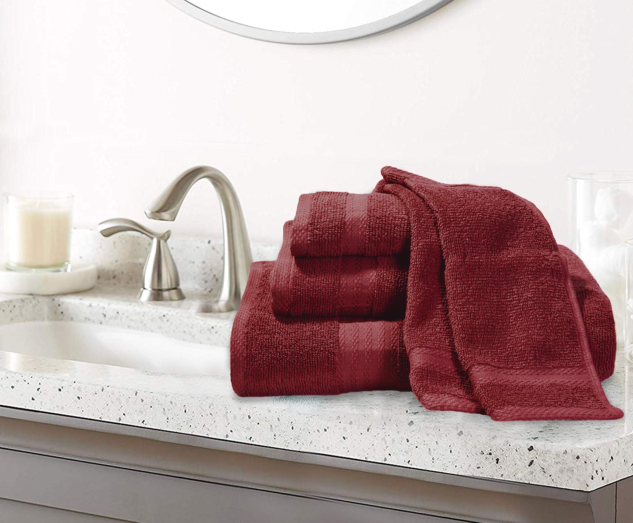 Glamburg Ultra Soft 8-Piece Towel Set - 100% Pure Ringspun Cotton, Contains 2 Oversized Bath Towels 27X54, 2 Hand Towels 16X28,