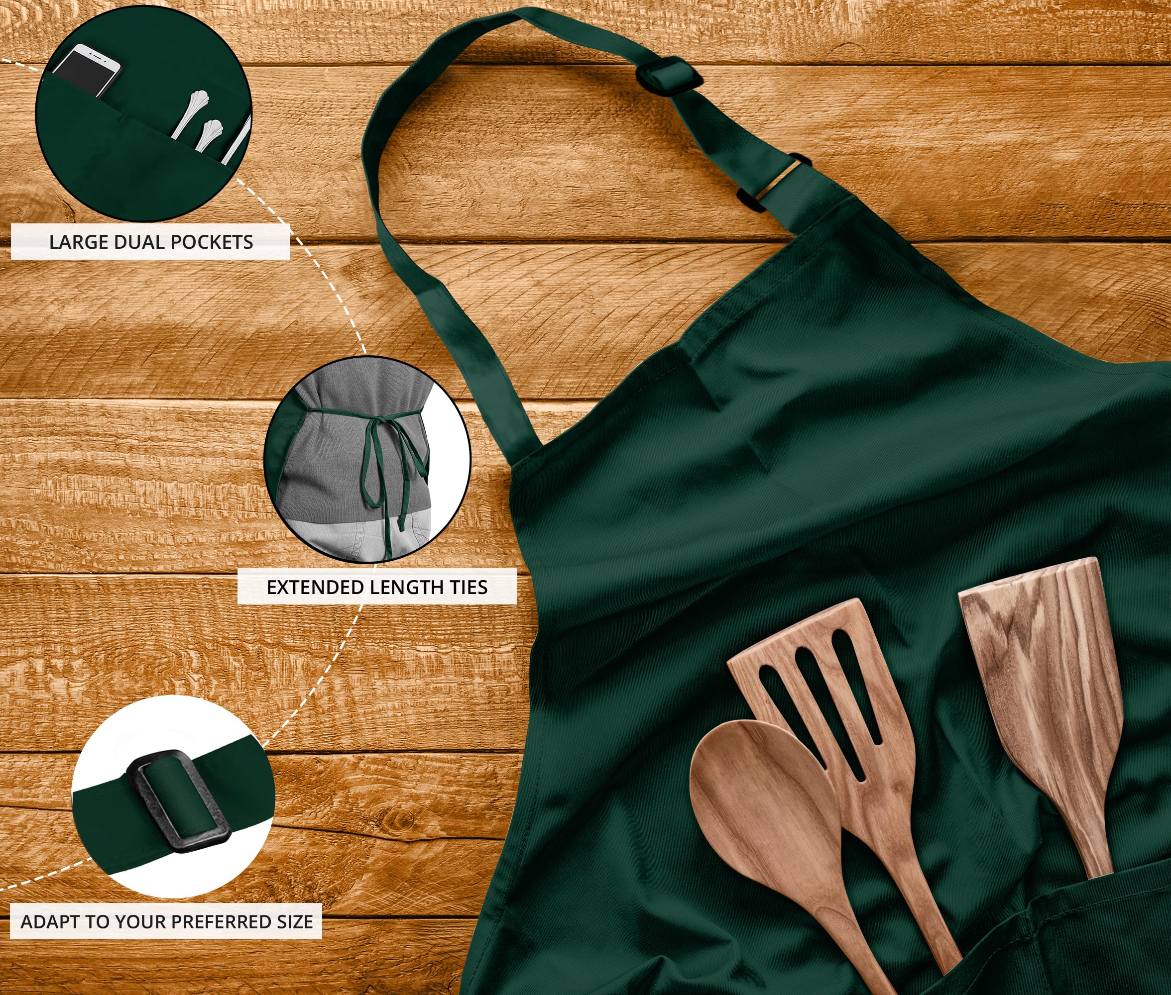 Utopia Kitchen 10 Pack Bib Apron, Unisex Adjustable Aprons With 2 Pockets, Waterdrop Resistant Cooking Kitchen Chef Apron For Me