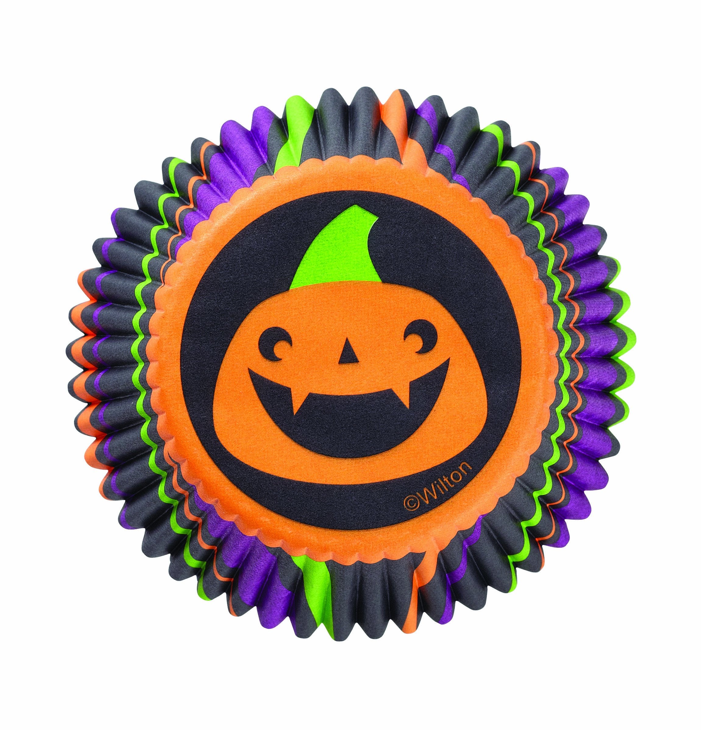 Wilton Halloween Striped Pumpkin Standard Baking Cups, 75 Count