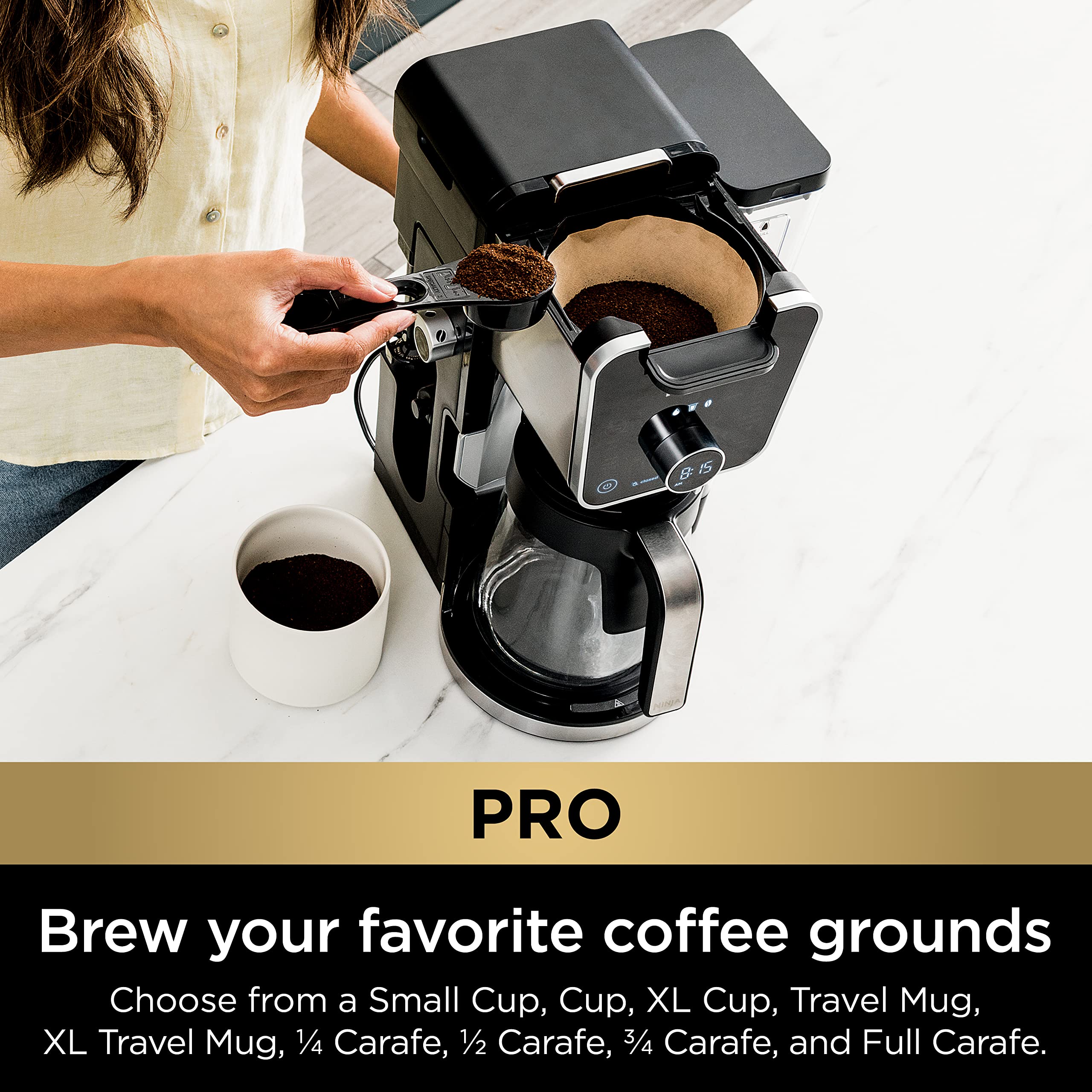 Ninja Cfp301 Dualbrew Pro Specialty 12-Cup Coffee Maker With Glass Carafe, Single-Serve, Grounds, Compatible With K-Cup Pods, Wi