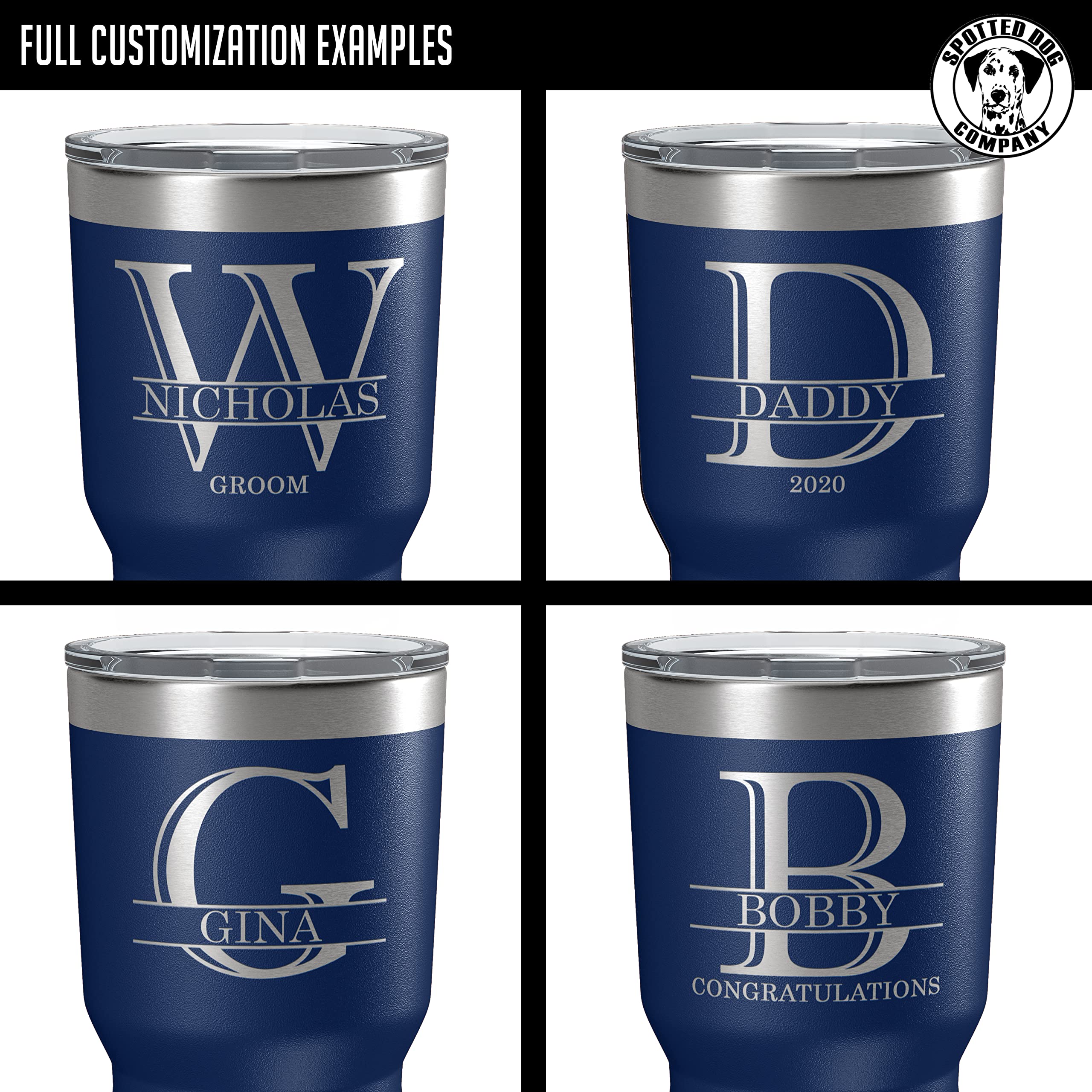 Personalized 30Oz (17 Colors) Powder Coated Insulated Stainless Steel Tumbler With Lid, Custom Etched, Customized Engraved Gift