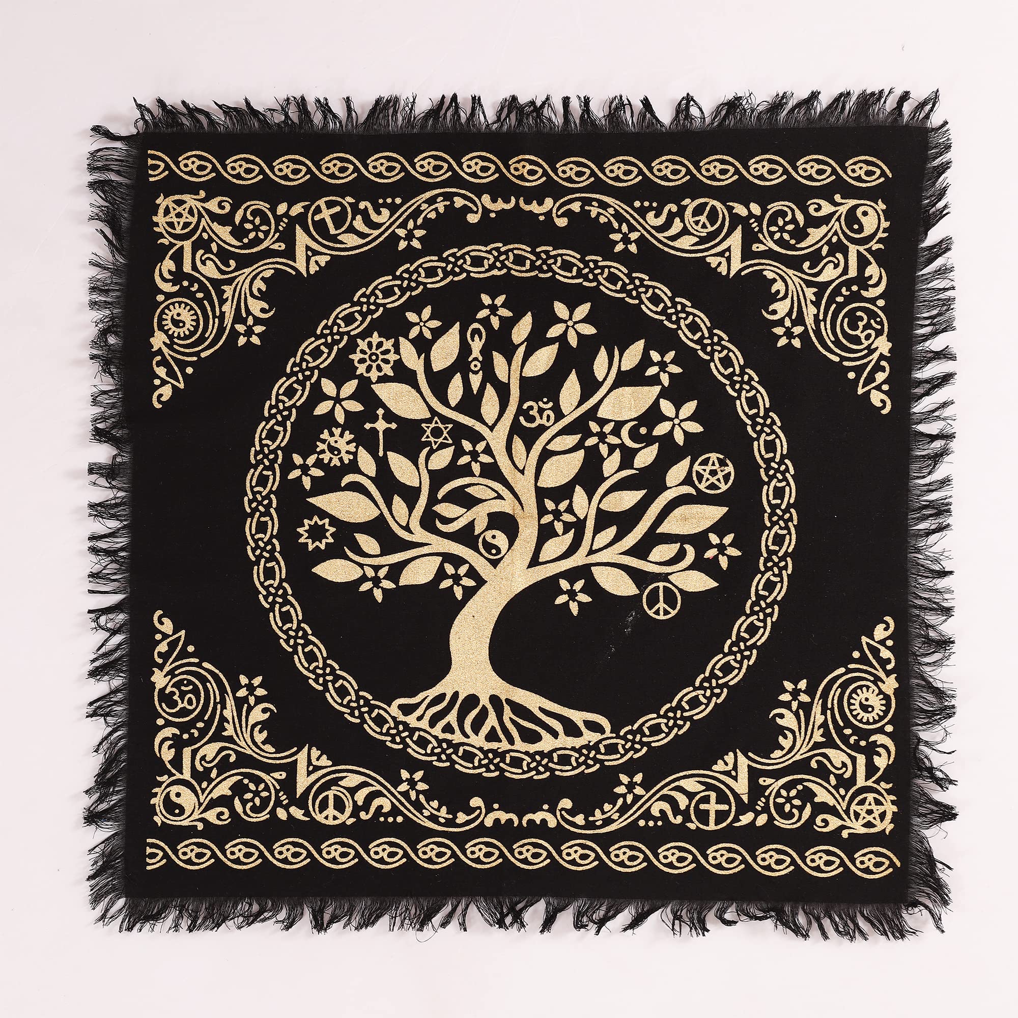 Ravaiyaa - Attitude Is Everything Black Gold Witchcraft Altar Tarot Spread Cotton Cloth Spiritual Concept Poster For Wall Decor