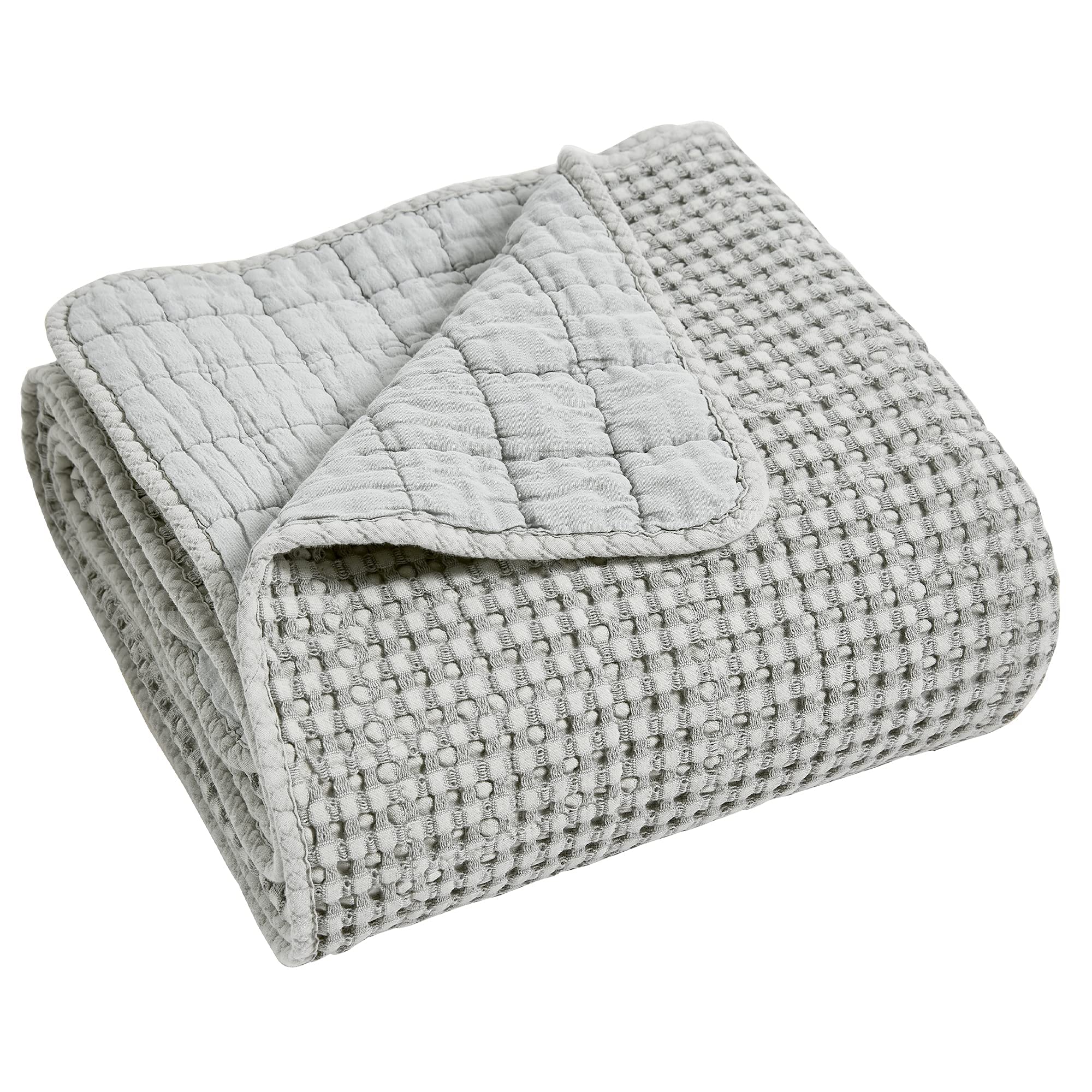 Levtex Home - Mills Waffle - Throw - Grey Cotton Waffle - Throw Size 50 X 60In