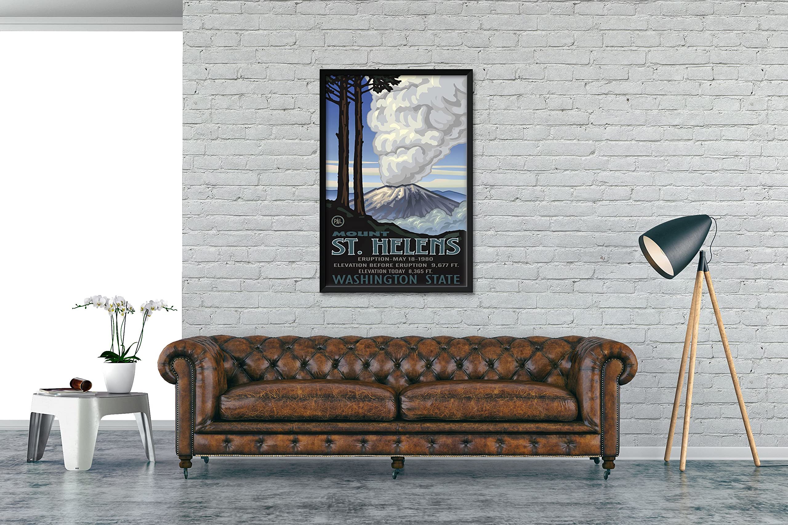 Mount St. Helen'S Washington Eruption Professionally Framed Art Print From Travel Artwork By Artist Paul A. Lanquist Framed Art