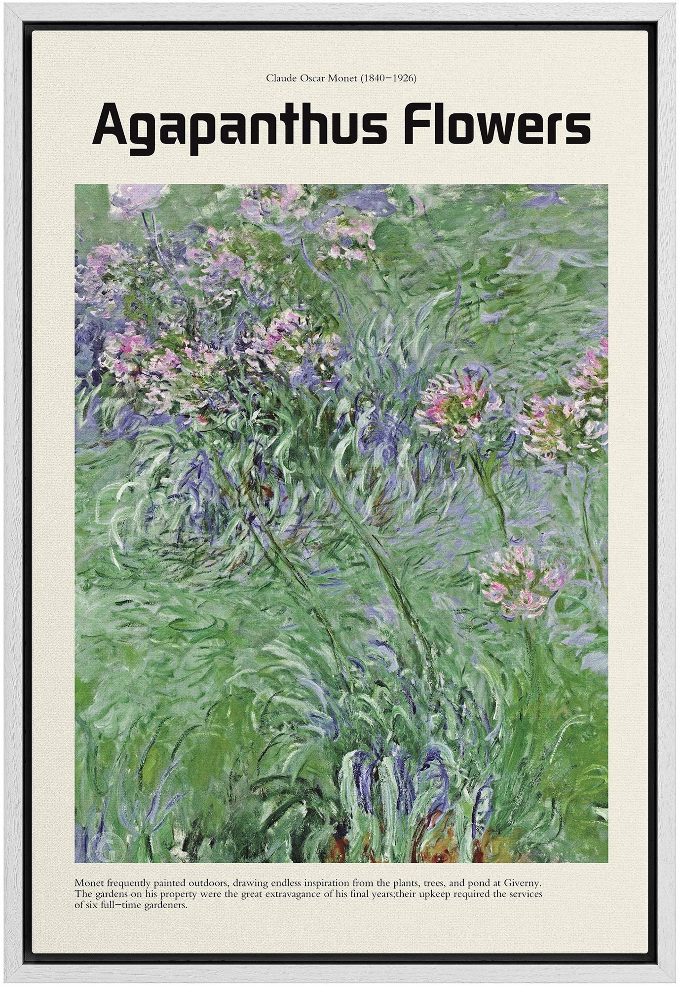 Idea4Wall Framed Canvas Print Wall Art Agapanthus Flowers Master Artist Claude Monet Nature Wilderness Oil Painting Impressionis