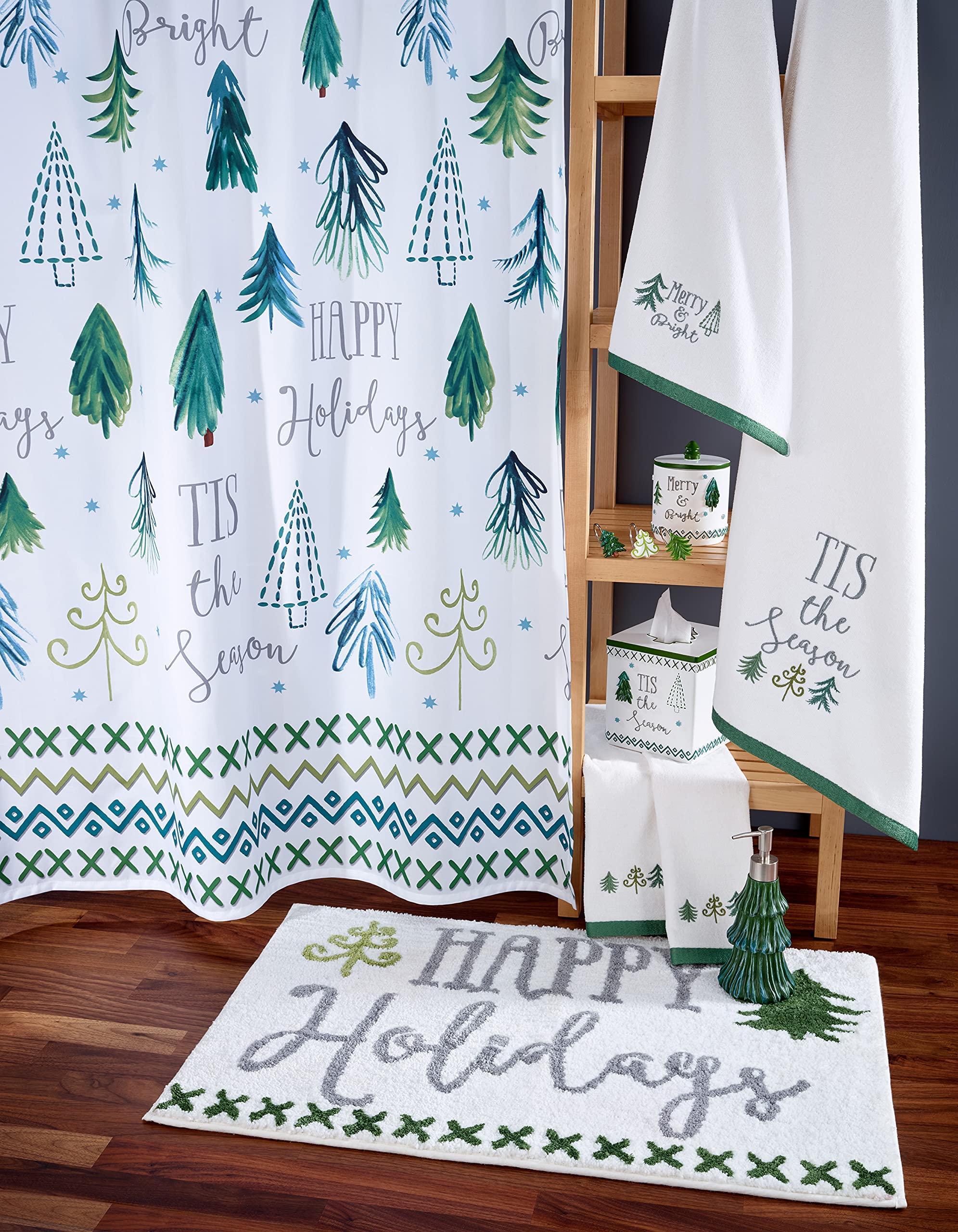 Avanti Linens - Hand Towel, Soft & Absorbent Cotton Velour, Holiday Bathroom Decor (Christmas Trees Collection)