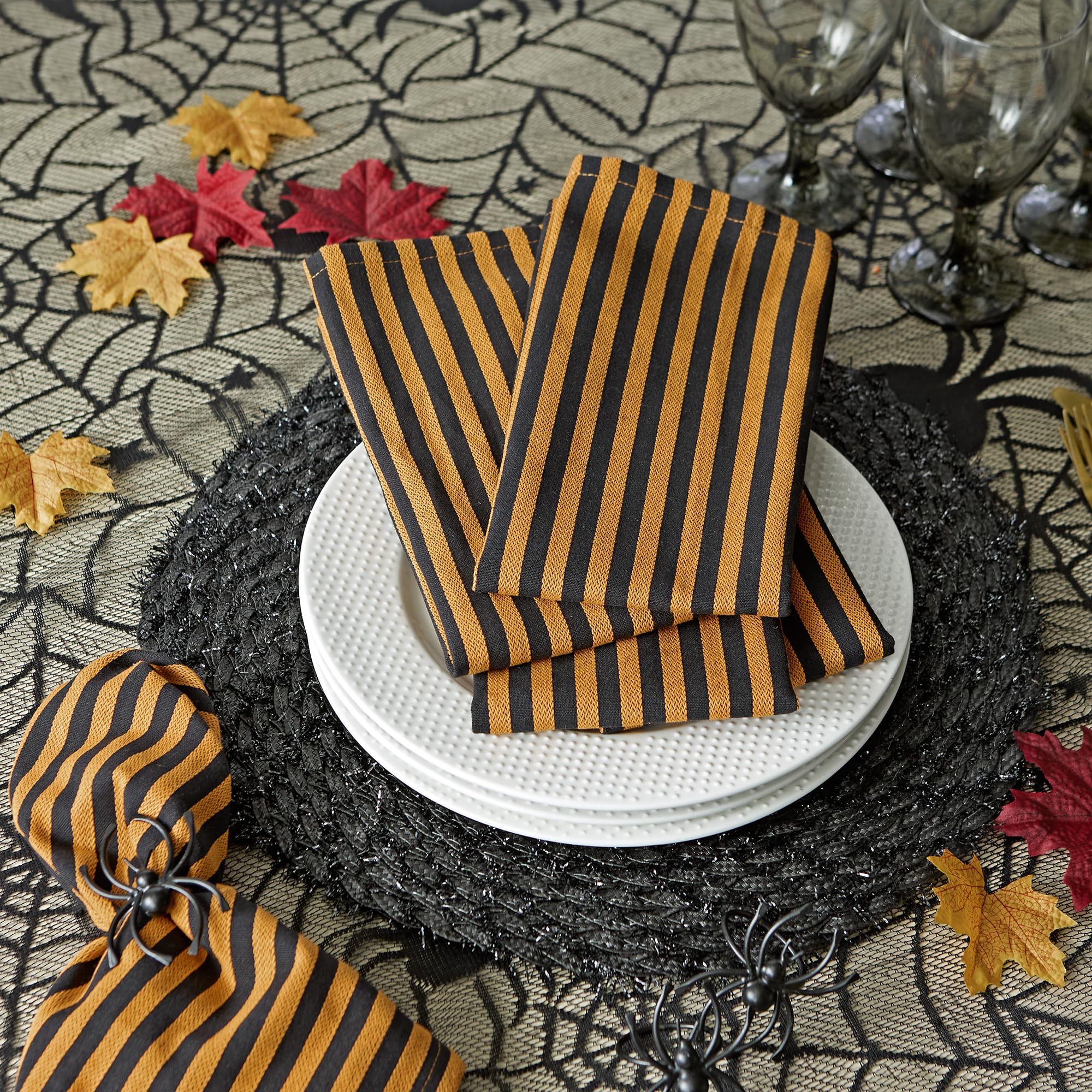 DII Black Lace Overlay Tabletop Collection Gothic Halloween Decor  Tablecloth  54x72  Spider Web
