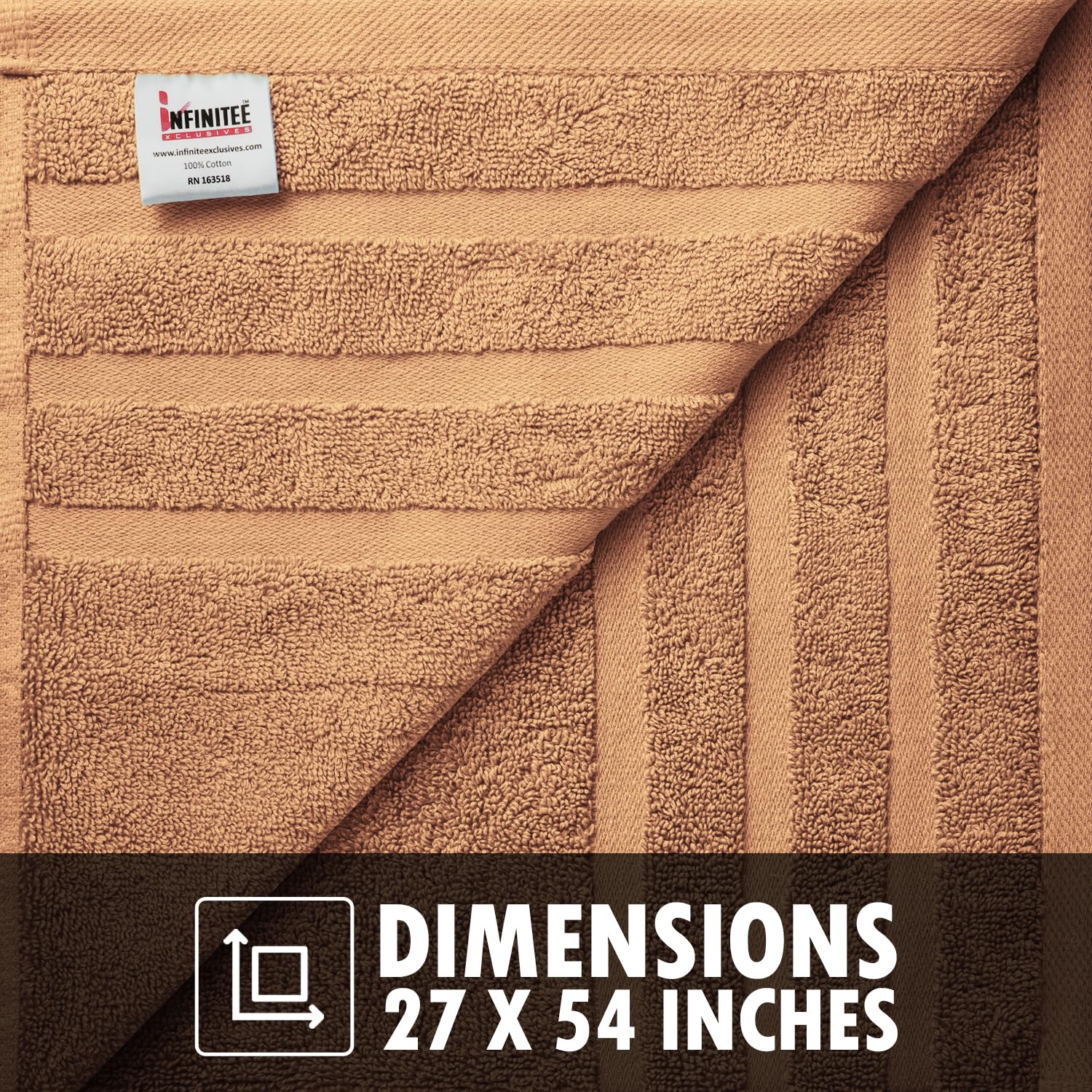 Premium Beige Bath Towels - 700 GSM 100% Cotton 27x54 Inches Pack of 2 Bathroom Towels - Ultra Soft and Highly Absorbent Hotel and Spa Quality Bath Towels for Bathroom by Infinitee?Xclusvies