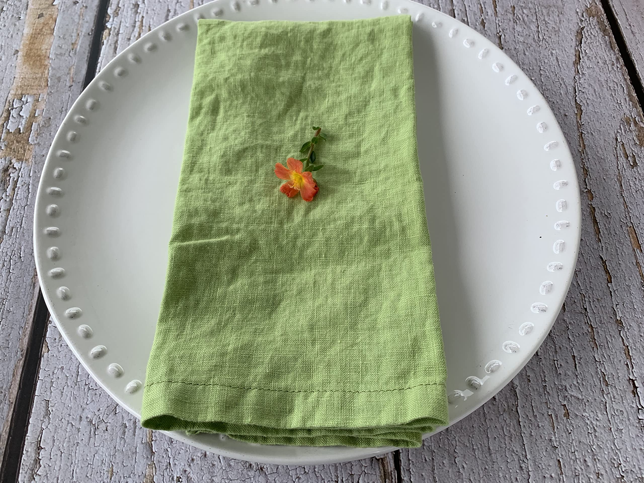 Linen Napkins -100% French Flax - Stonewashed Pure Linen Cloth Napkins - Size 18 Inch X 18 Inch - Set Of 4, Tropics (Tahitian Li