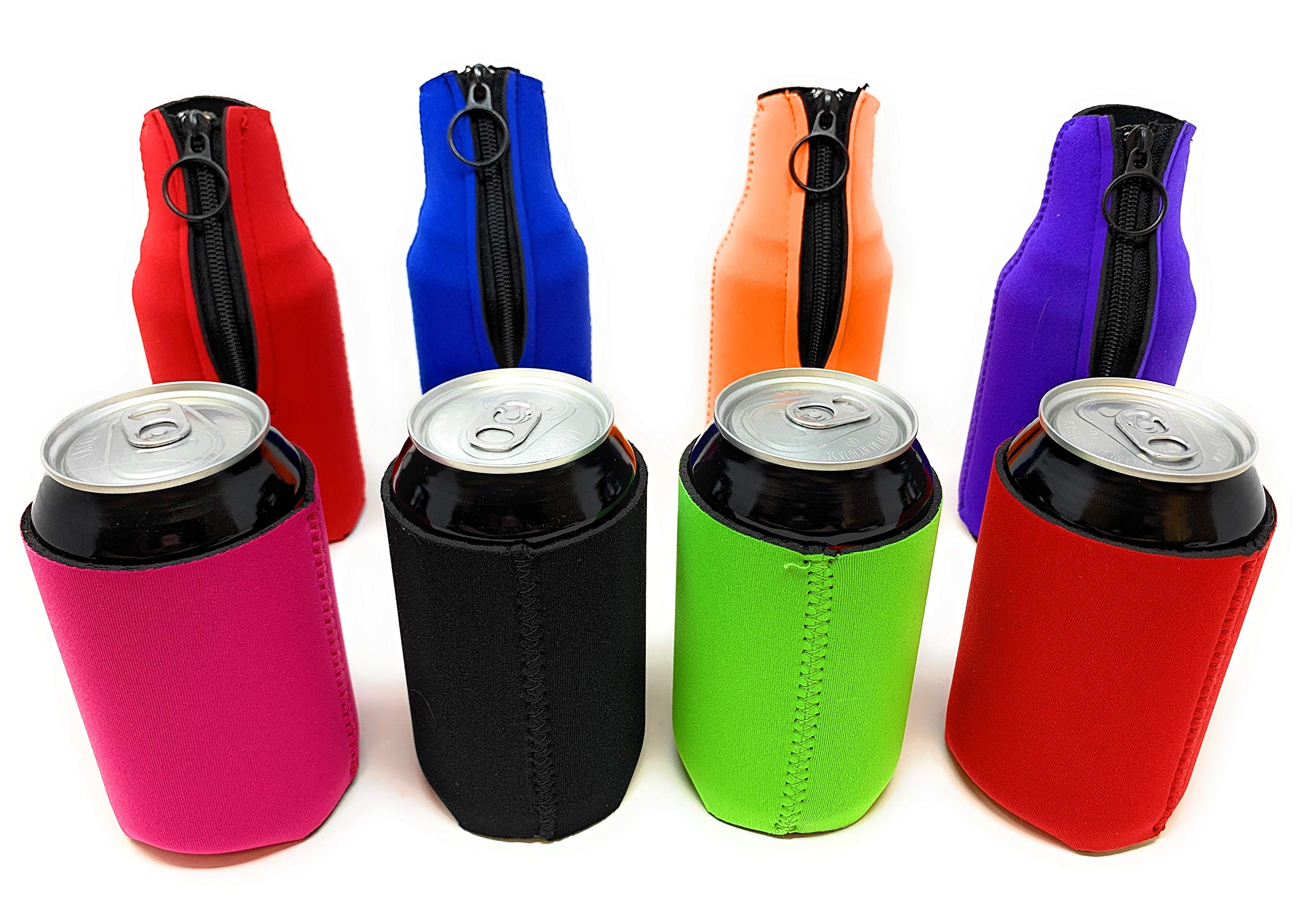 Bulk 24 Pack Bottle And Can Insulated Cooler Sleeves - 12 Cans And 12 Bottles In Assorted Colors