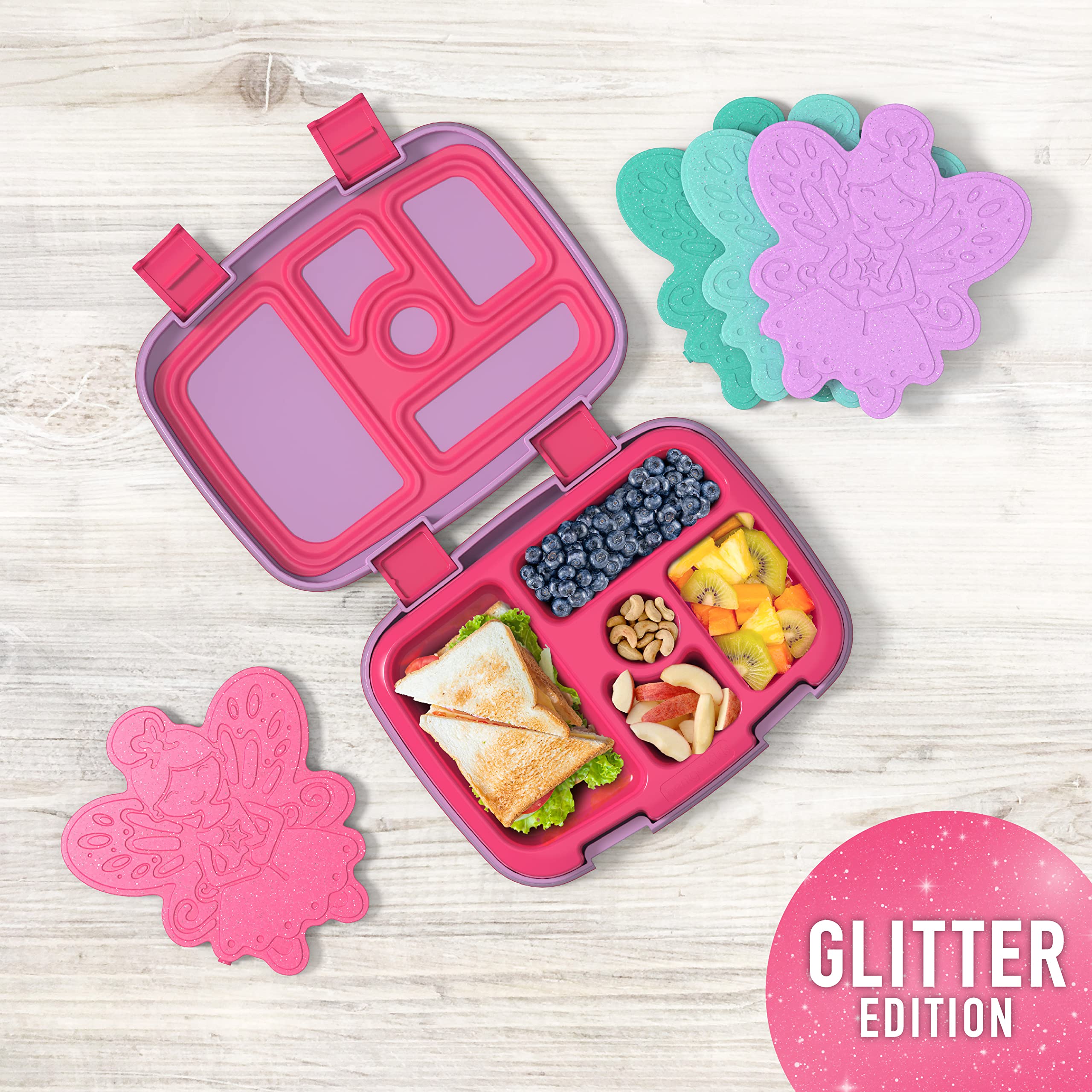 Bentgo Buddies Glitter Reusable Ice Packs - Slim Ice Packs For Lunch Boxes, Lunch Bags, And Coolers - Multicolored 4-Pack (Fairy