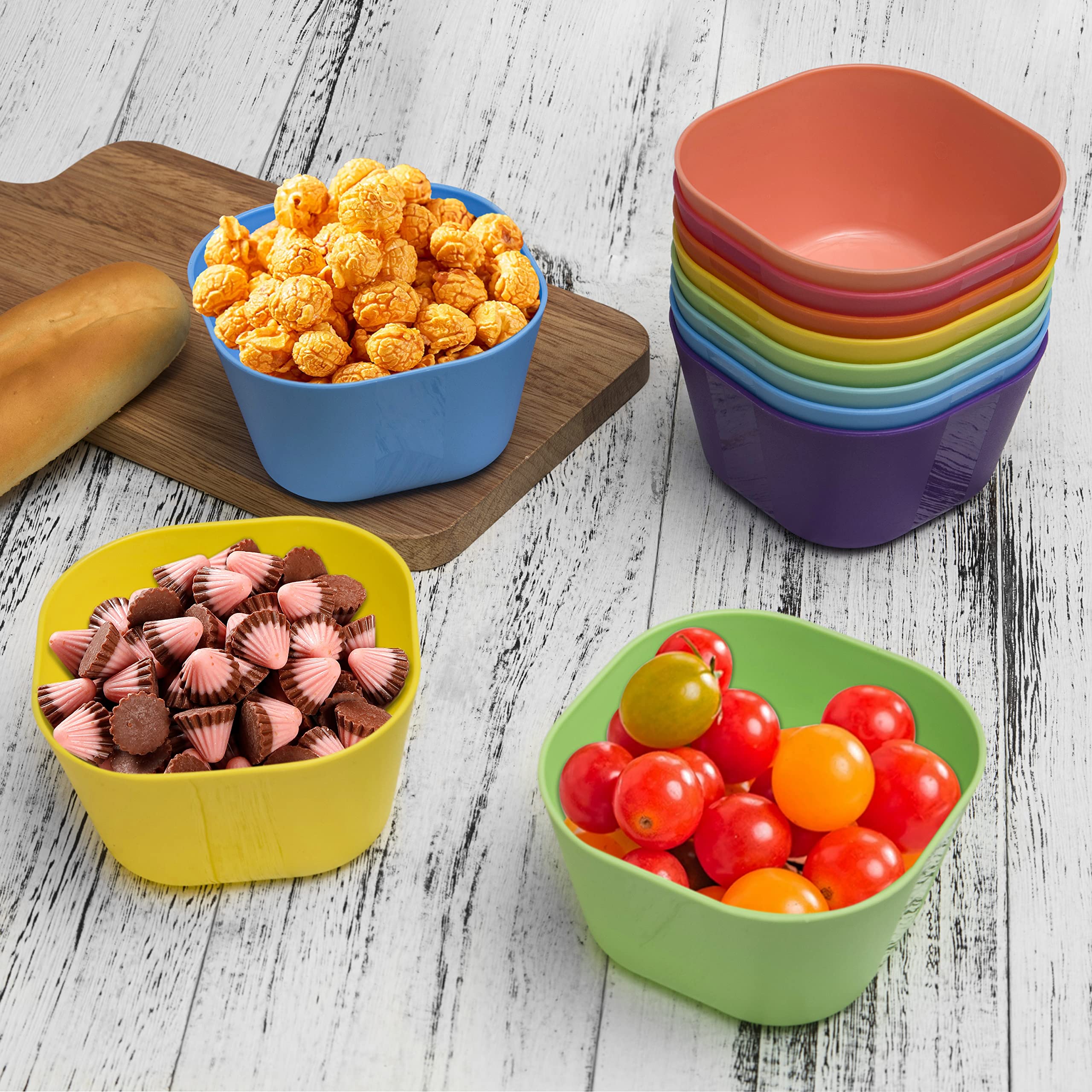 Klickpick Home 15 Ounce Bowls Set Of 16 Kids Colorful Snack Bowls Set Toddlers Cereal Bowl Set Children Bowl Kid Microwave Dishw