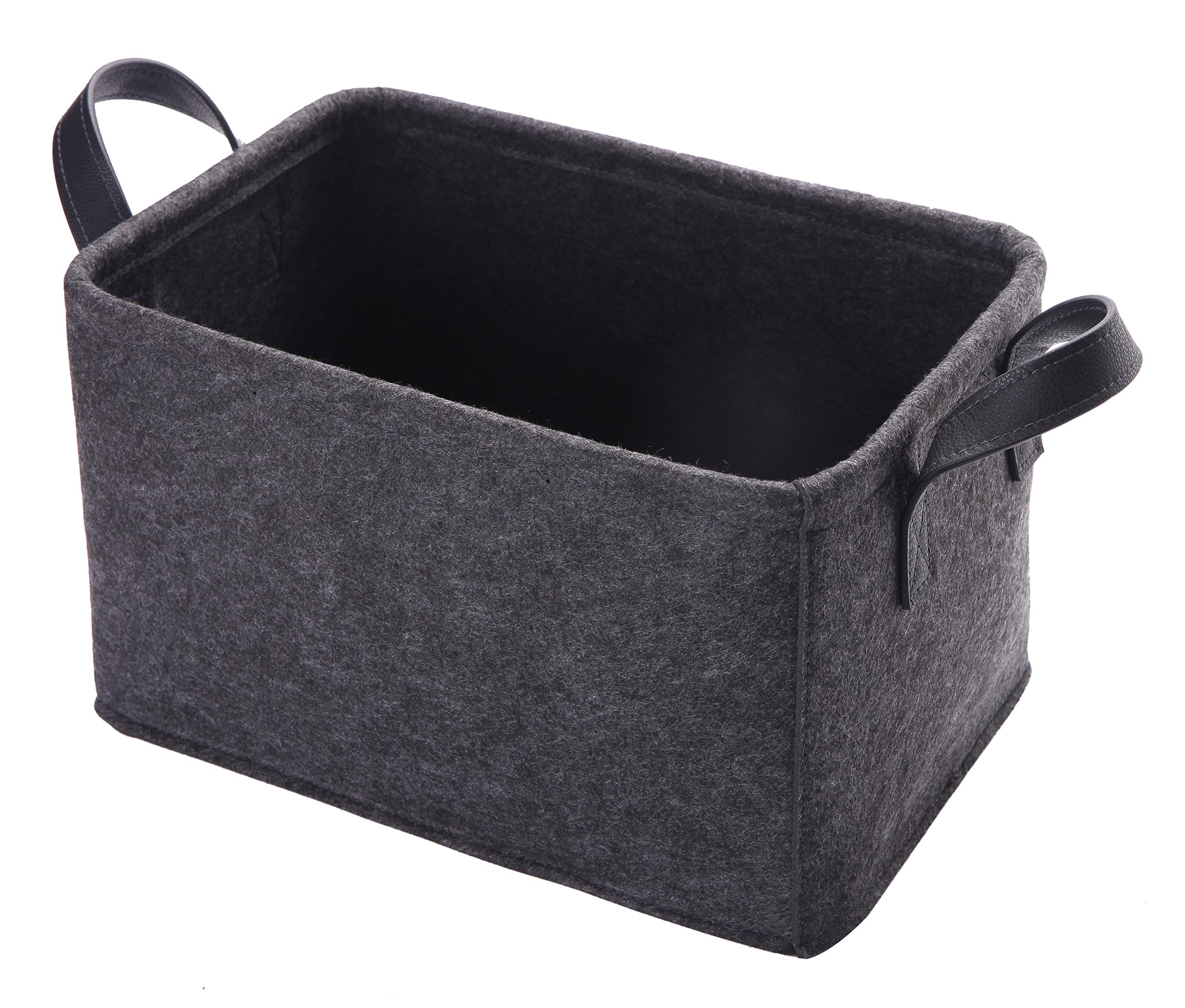 Collapsible Storage Bins Foldable Felt Fabric Storage Basket Organizer Boxes Containers With Handles Pu Handles For Nursery Toys