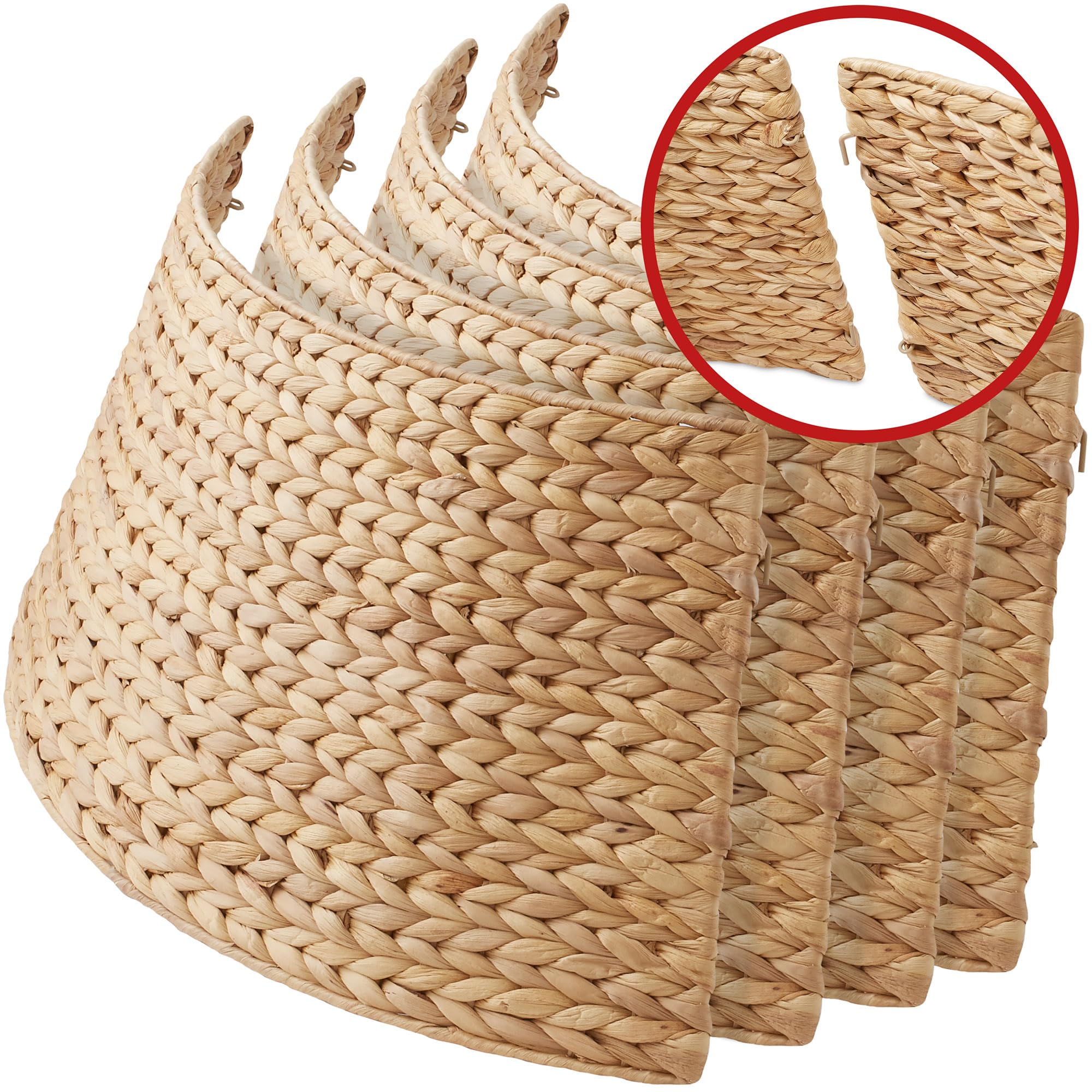 Casafield 42-Inch Christmas Tree Collar, Woven Water Hyacinth Tree Base Cover with Cord Cut Out, Natural