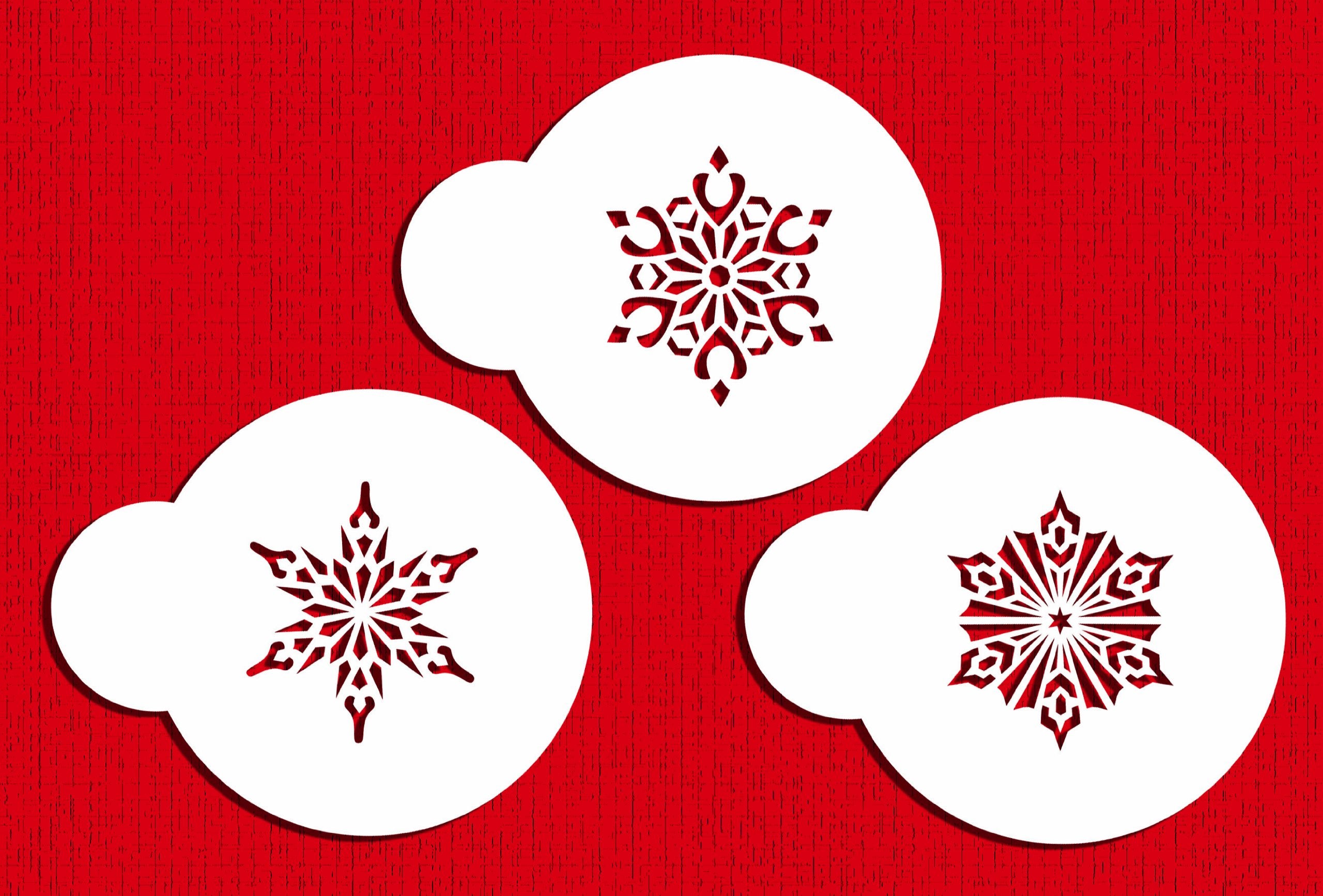 Designer Stencils Mini Crystal Snowflakes 2 Cookie Stencils, Beige/Semi-Transparent