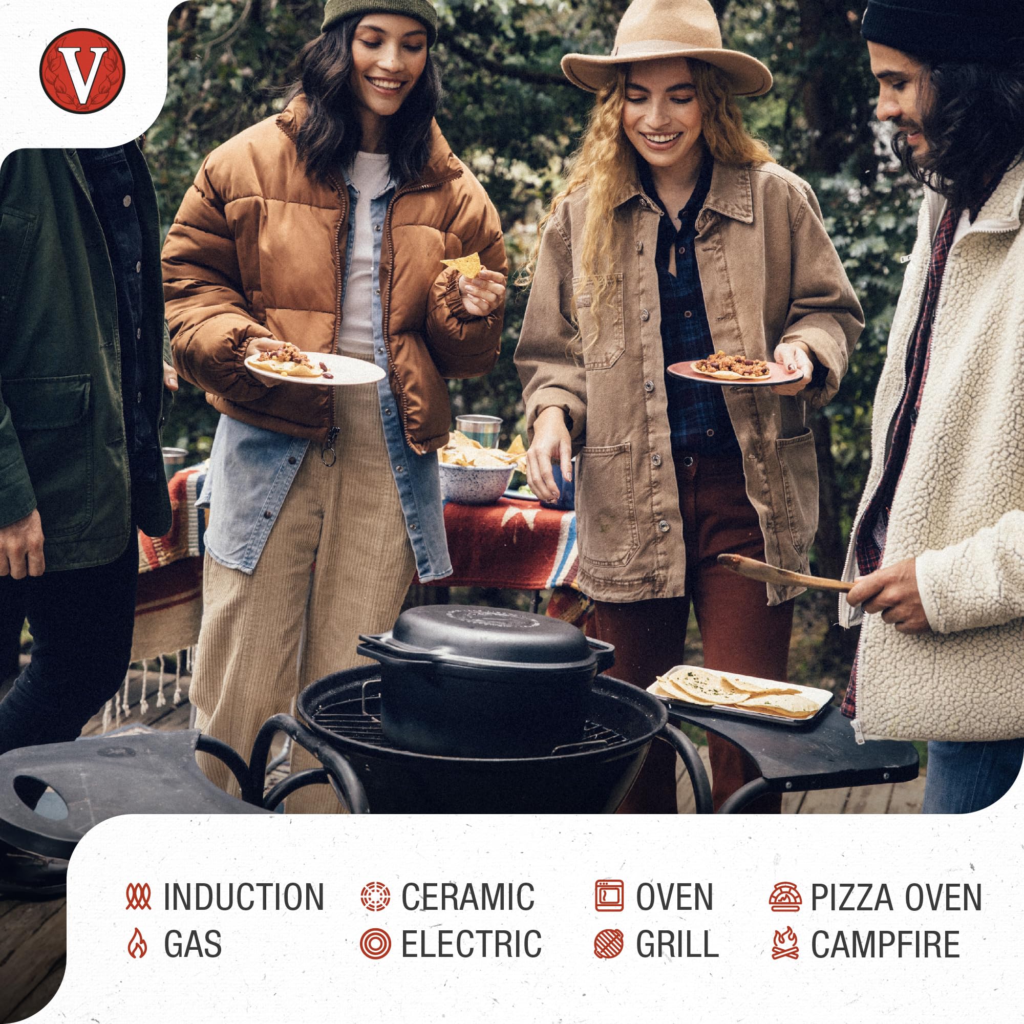 Victoria 6-Quart Cast Iron Combo Cooker Set - Dutch Oven & Skillet, Black, Model DUT-300, Made in Colombia, 2-Piece