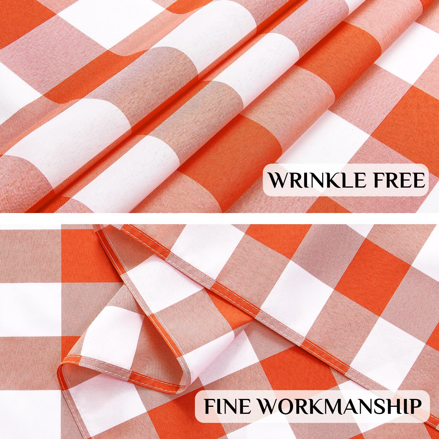 Softalker Halloween Checkered Rectangle Tablecloth - Waterproof Buffalo Plaid Table Cloth Stain Resistant Washable Polyester Table Cover for Holiday/Dining/Party - Orange and White  54 x 108 Inch