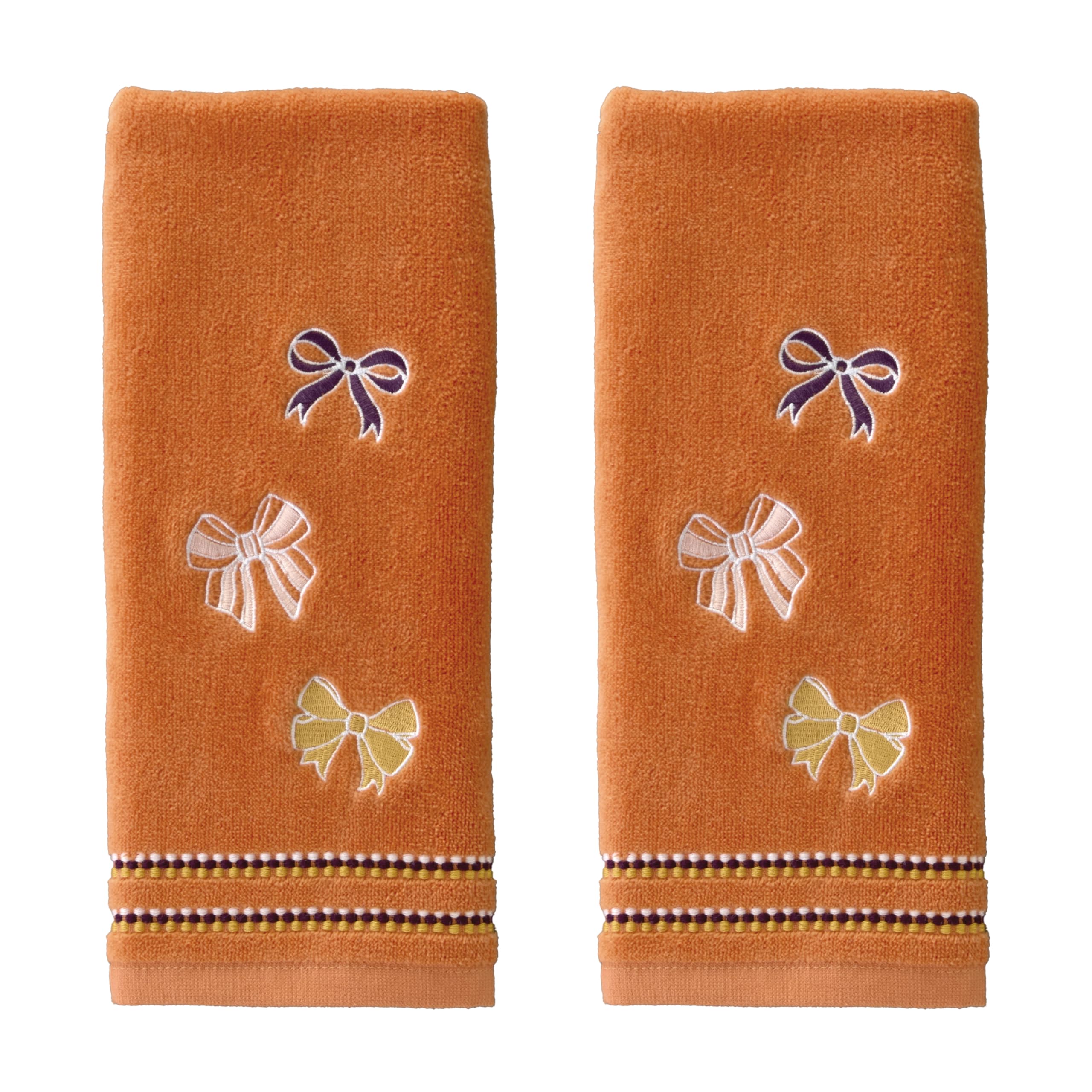 SKL Home Fall/Harvest/Autumn Tossed Autumn Bows 100% Cotton Embroidered 2pc Hand Towel Set, Decorative for Bath/Kitchen/Bar & Gi