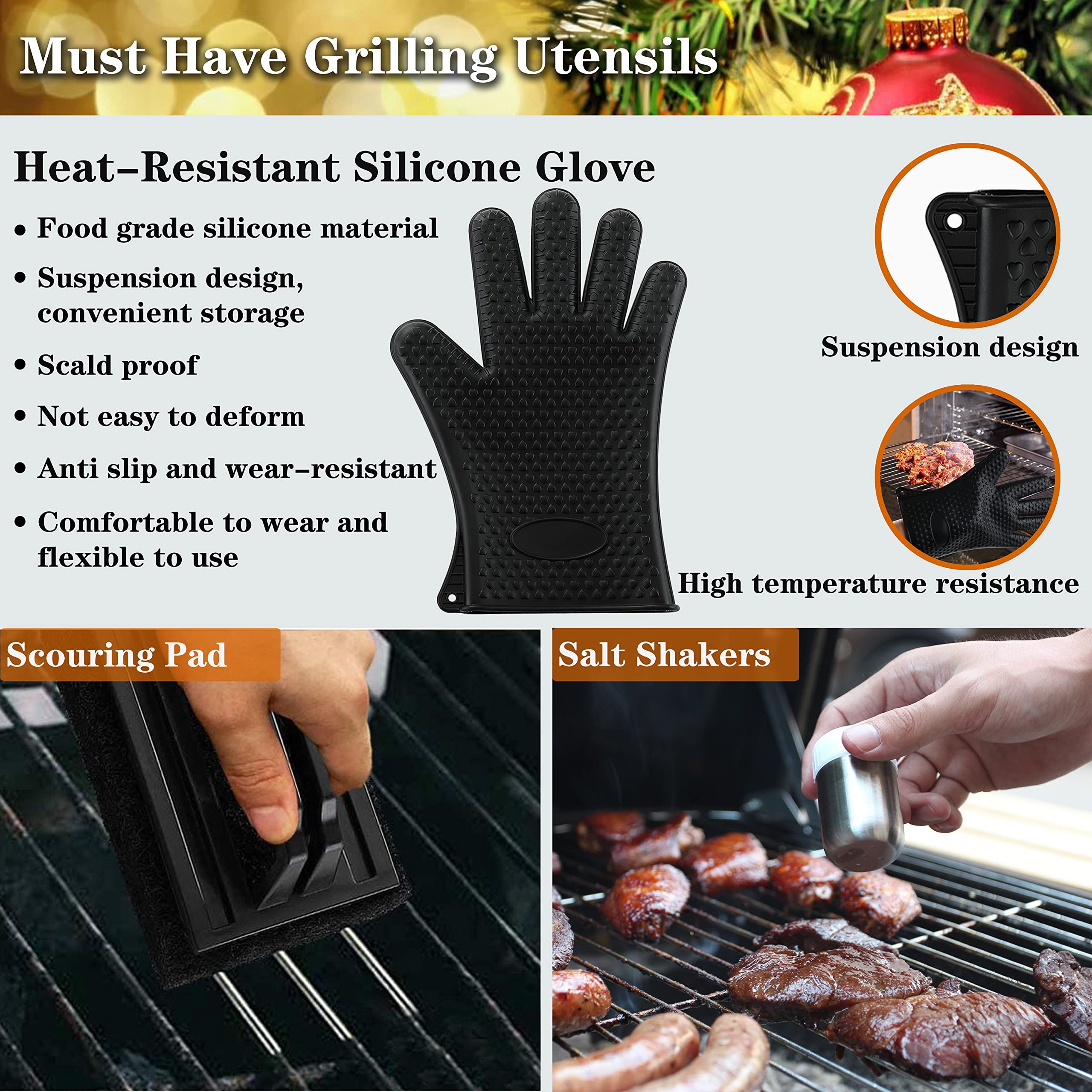 ROMANTICIST Professional Grade Griddle Accessories Kit - 30PCS Flat Top Grill Tools Set for Breakfast  Outdoor Grilling  Teppanyaki - Heavy Duty Griddle Spatula Scraper Burger Press - Ideal Grill Set